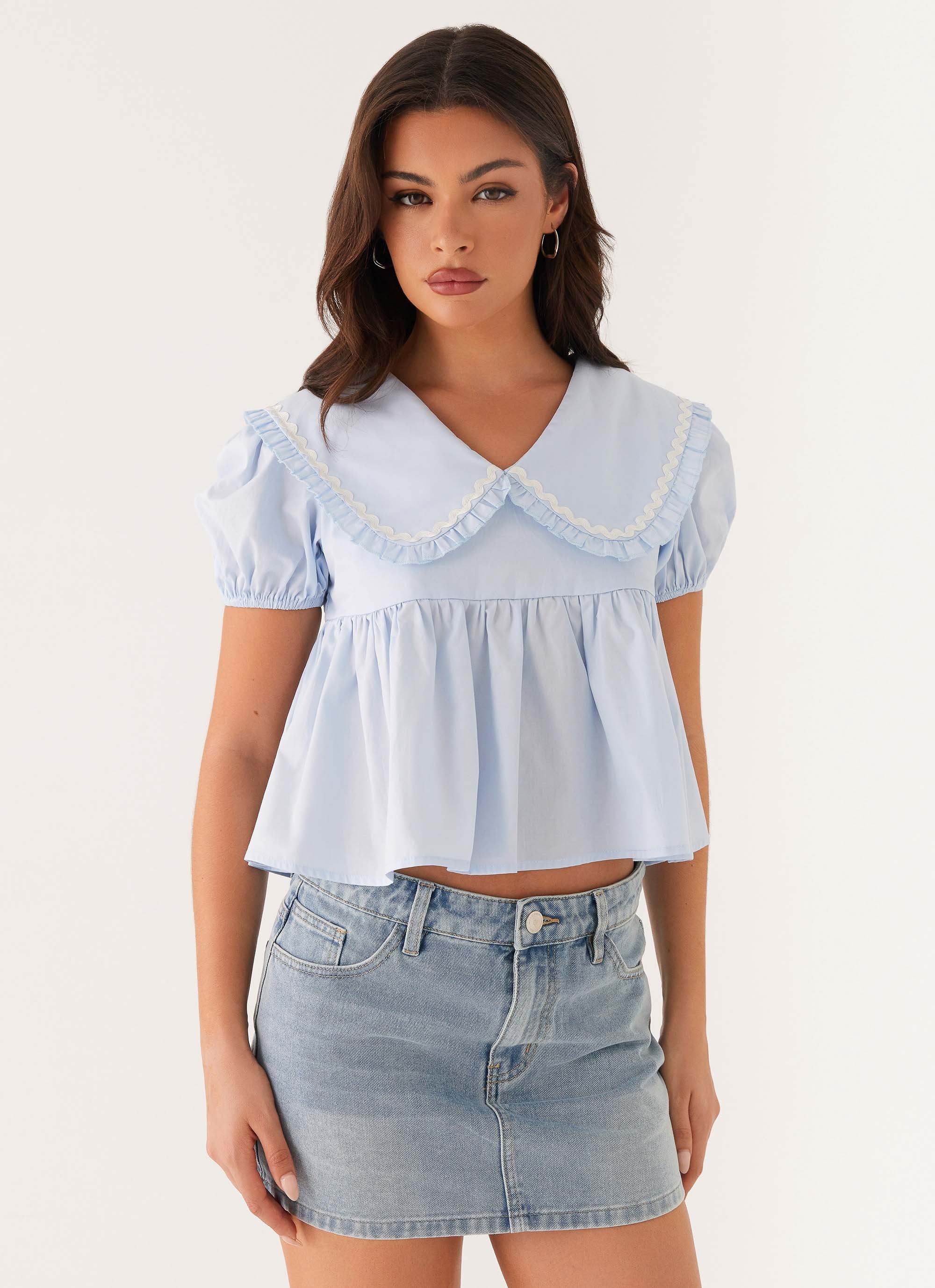 Sophie Babydoll Top - Blue