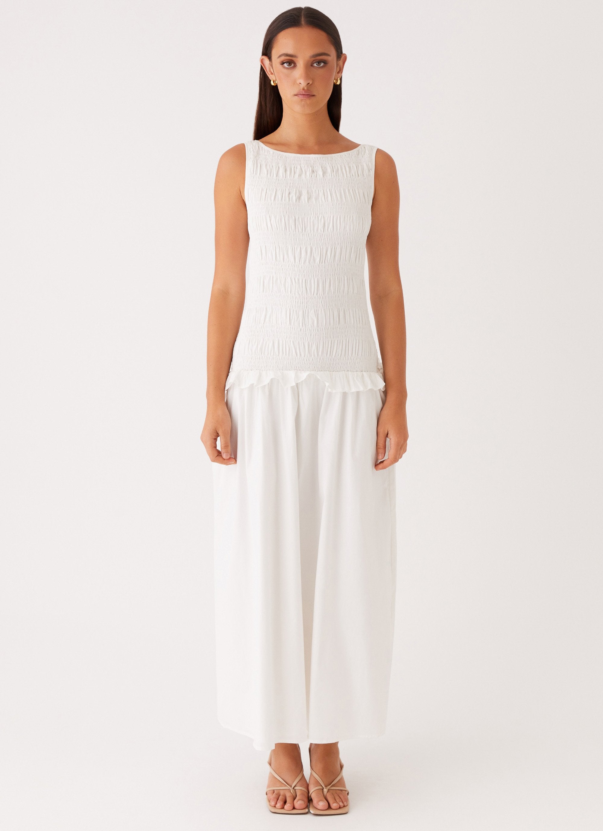 Vienna Anna Ruffle Maxi Dress - Ivory