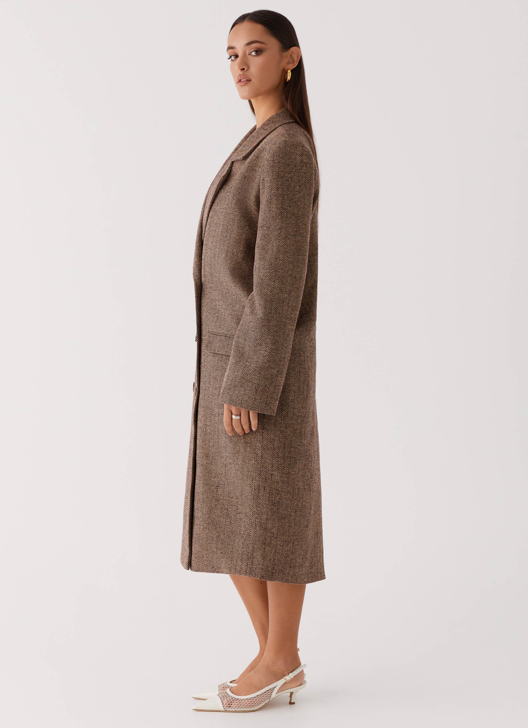 Since Way Back Longline Coat - Brown