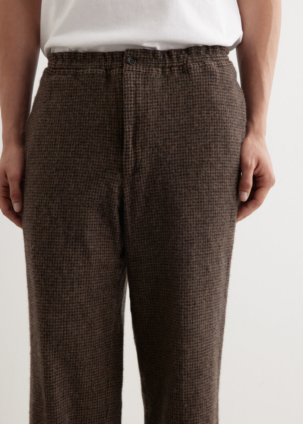 Wool Check Elastic Waist Trouser