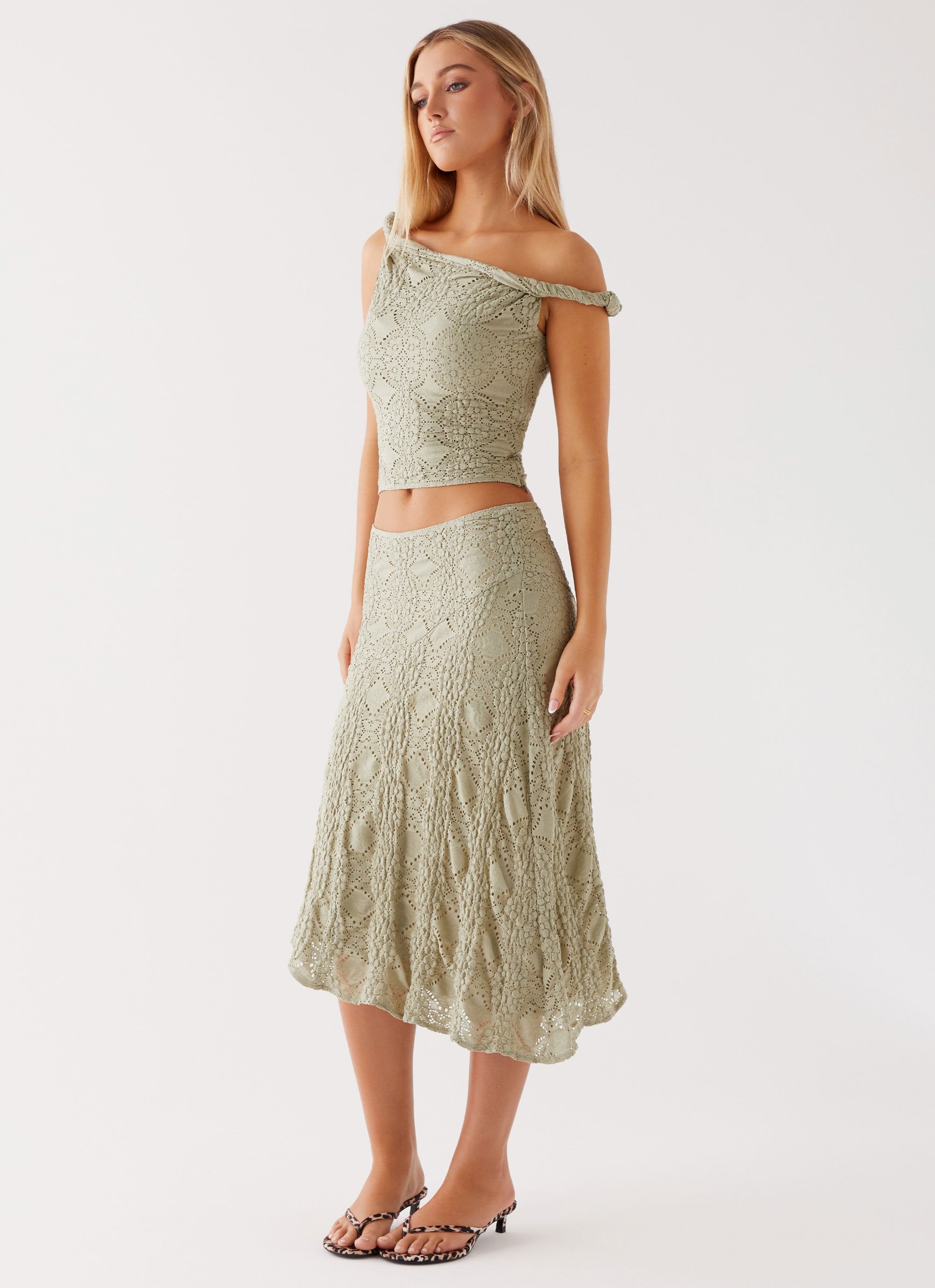 Diamond Sky Midi Skirt - Sage