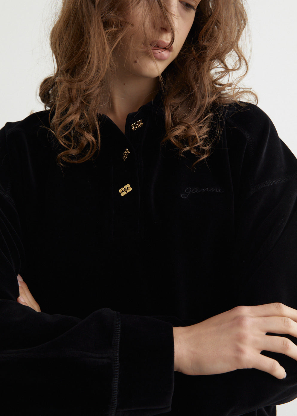 Heavy Velour Drop Shoulder Polo Shirt