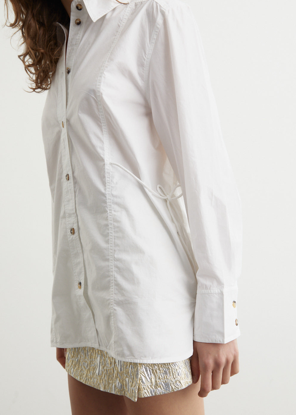 Cotton Poplin Oversized Tie String Shirt