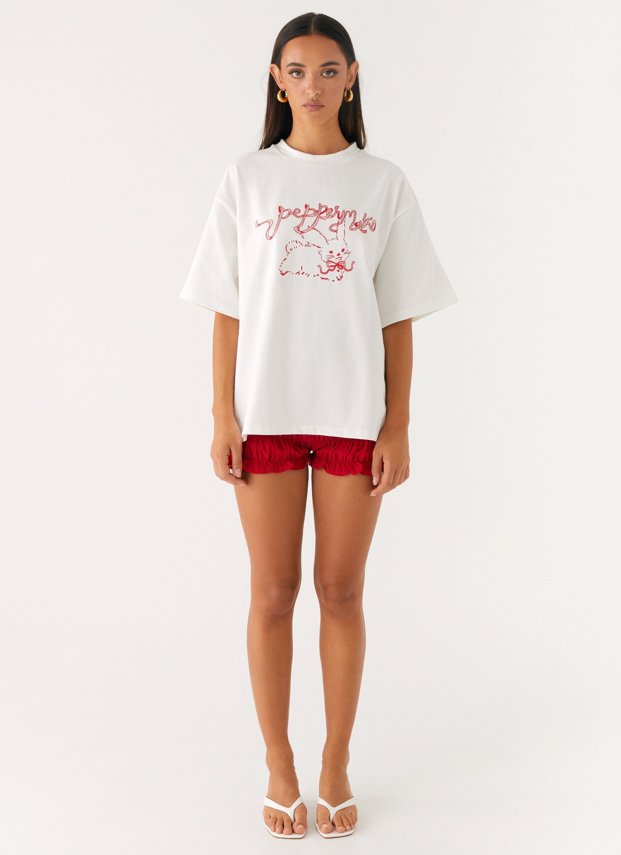 Born To Have Fun Oversized Graphic Tee - Pink Bunny