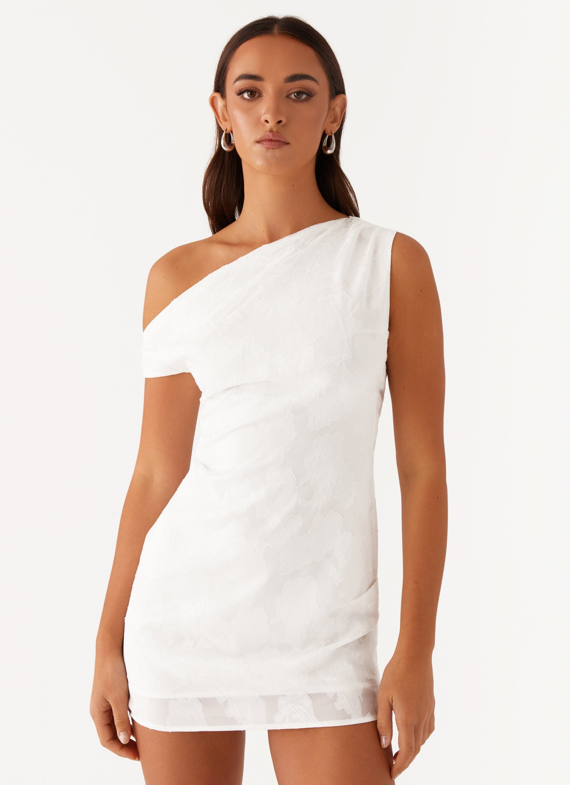 Channing One Shoulder Mini Dress - White