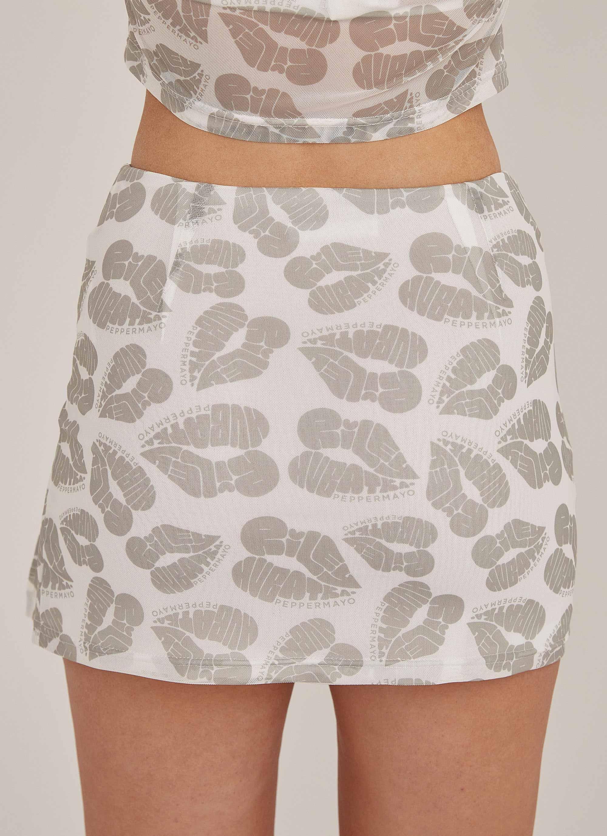 Midnight Kisses Mesh Mini Skirt - Greyscale