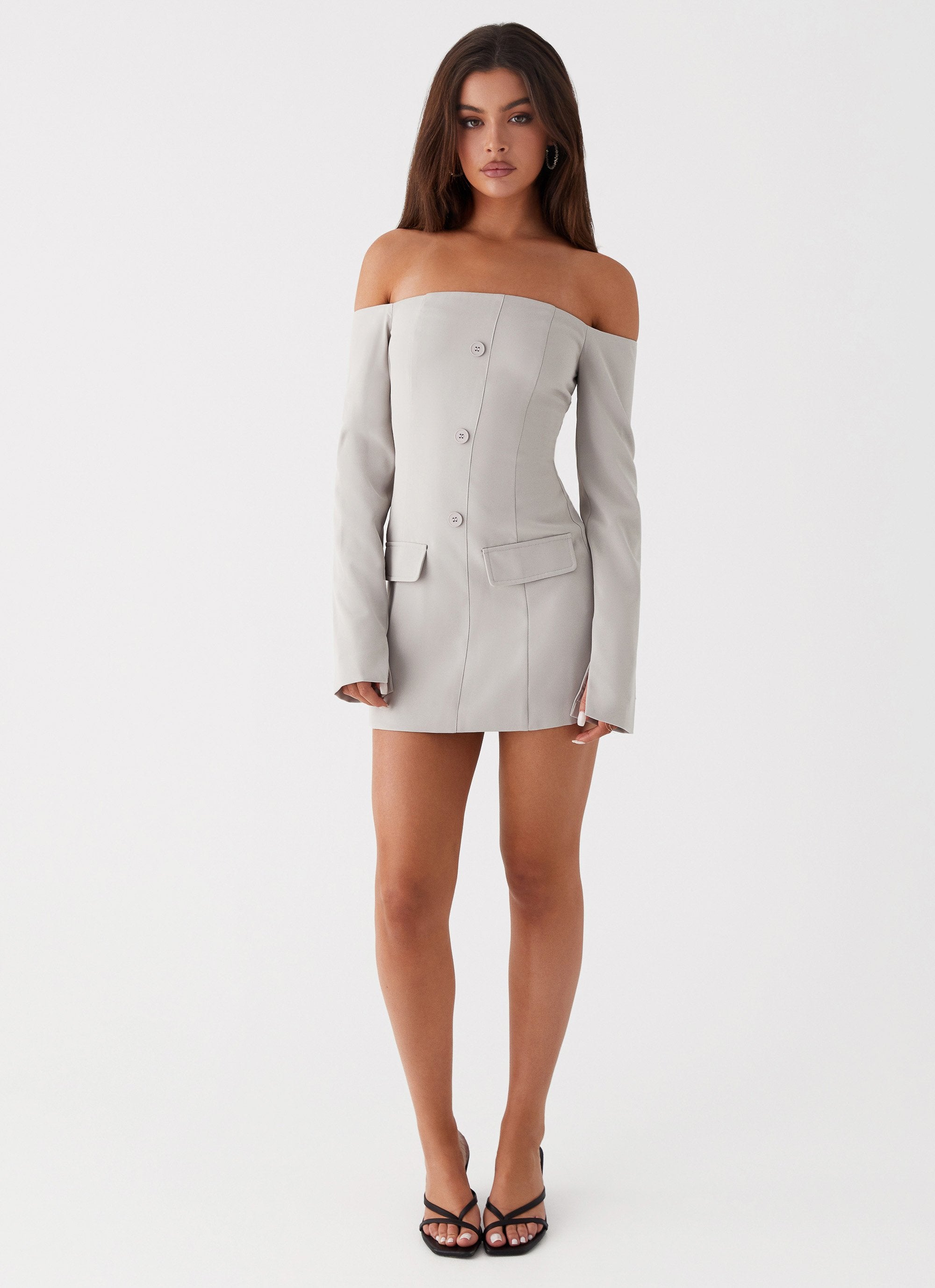 Dominique Blazer Mini Dress - Grey