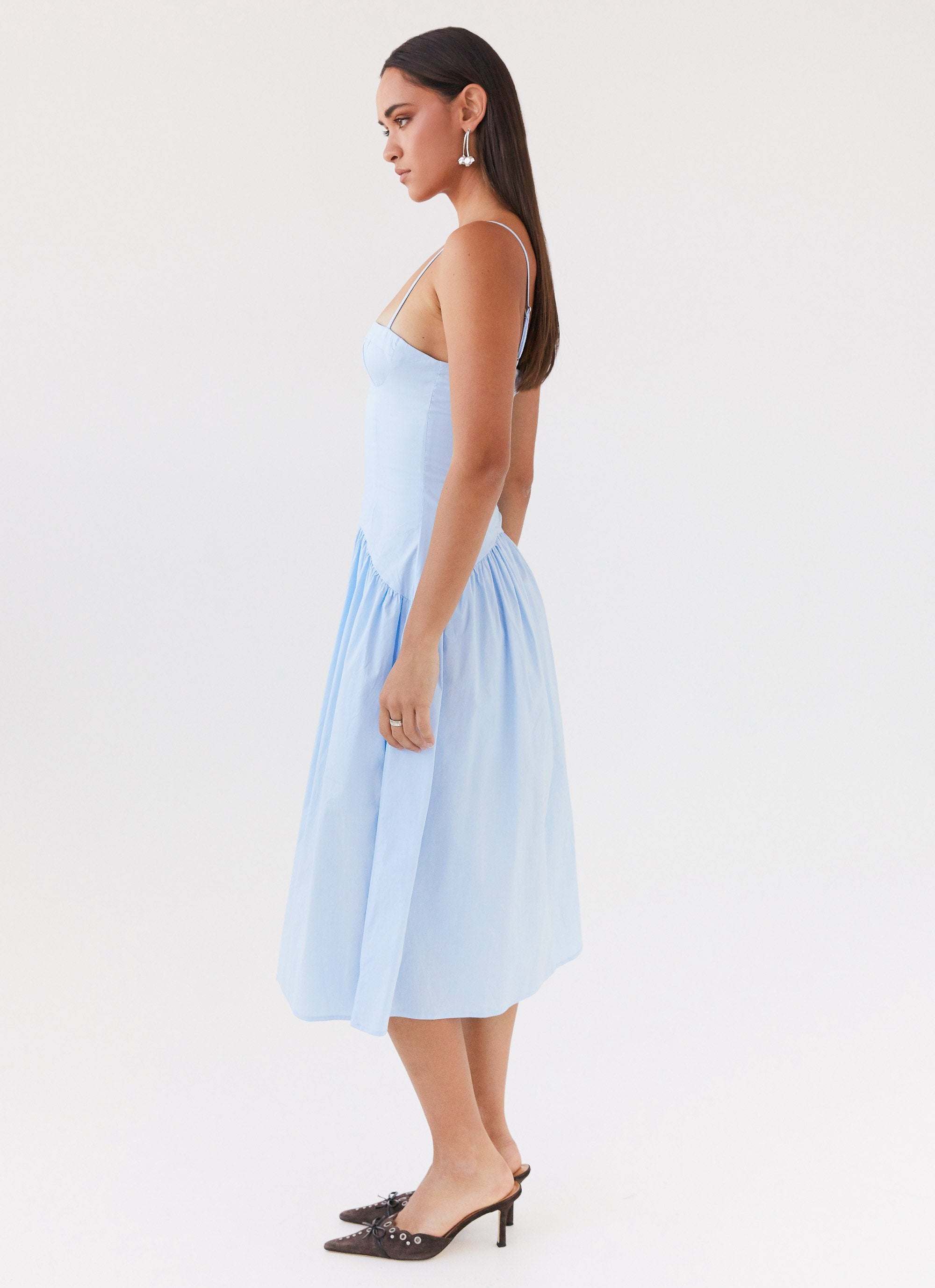 Yvette Corset Midi Dress - Blue