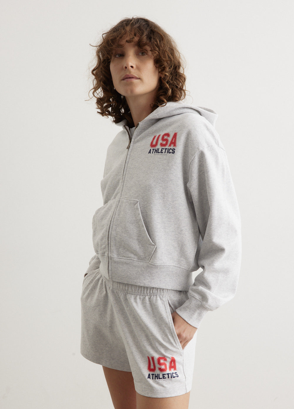 USA Athletics Cropped Zip Hoodie