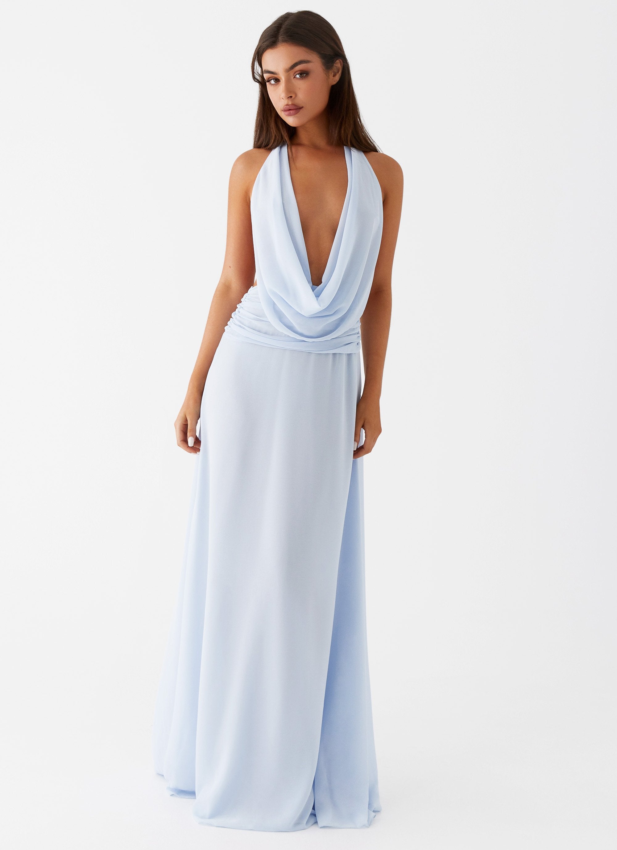 Elysia Chiffon Maxi Dress - Baby Blue