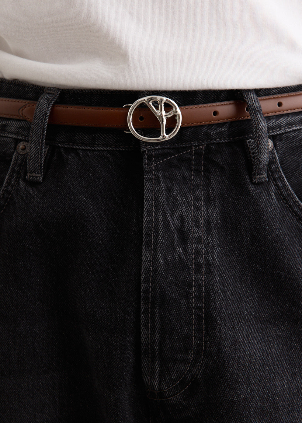 Peace Buckle Narrow Belt