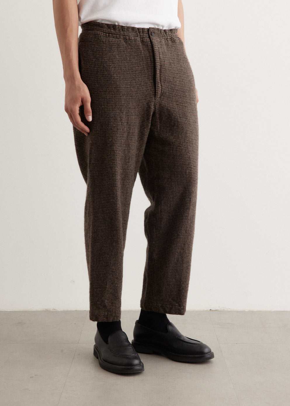 Wool Check Elastic Waist Trouser