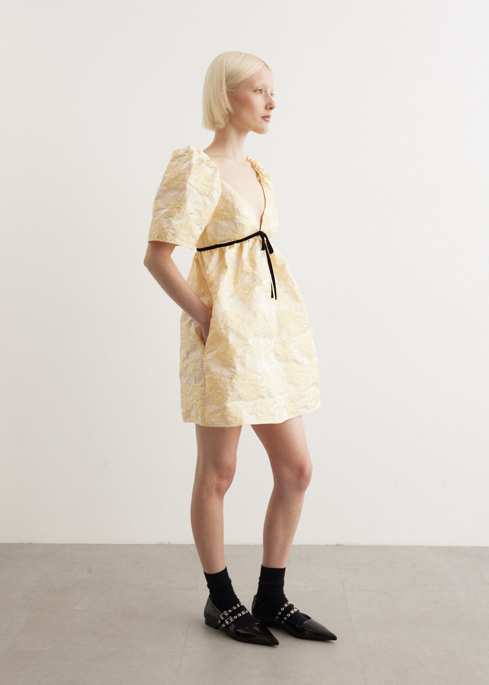 Botanical Jacquard Mini Dress