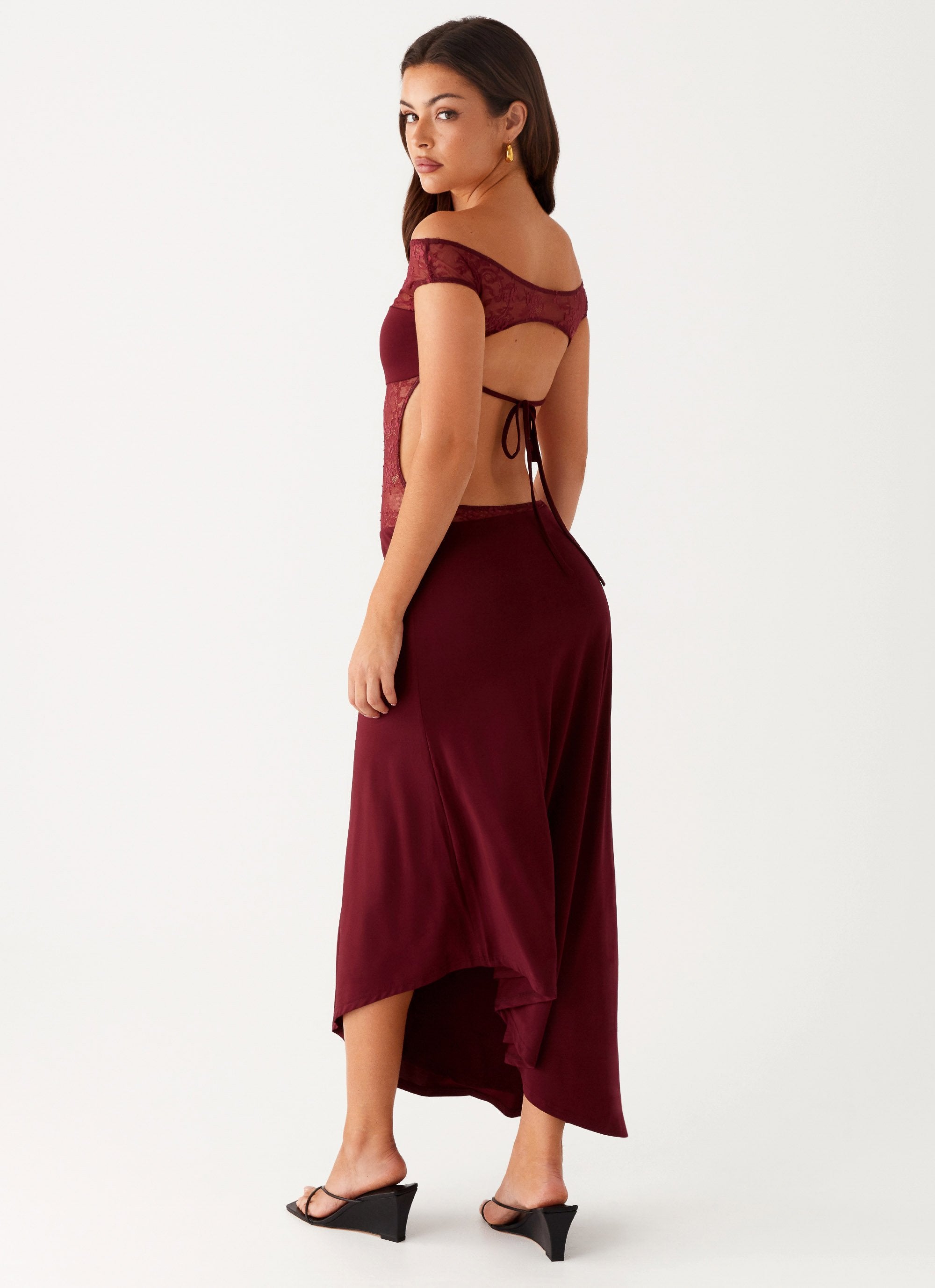 Francoise Lace Midi Dress - Burgundy