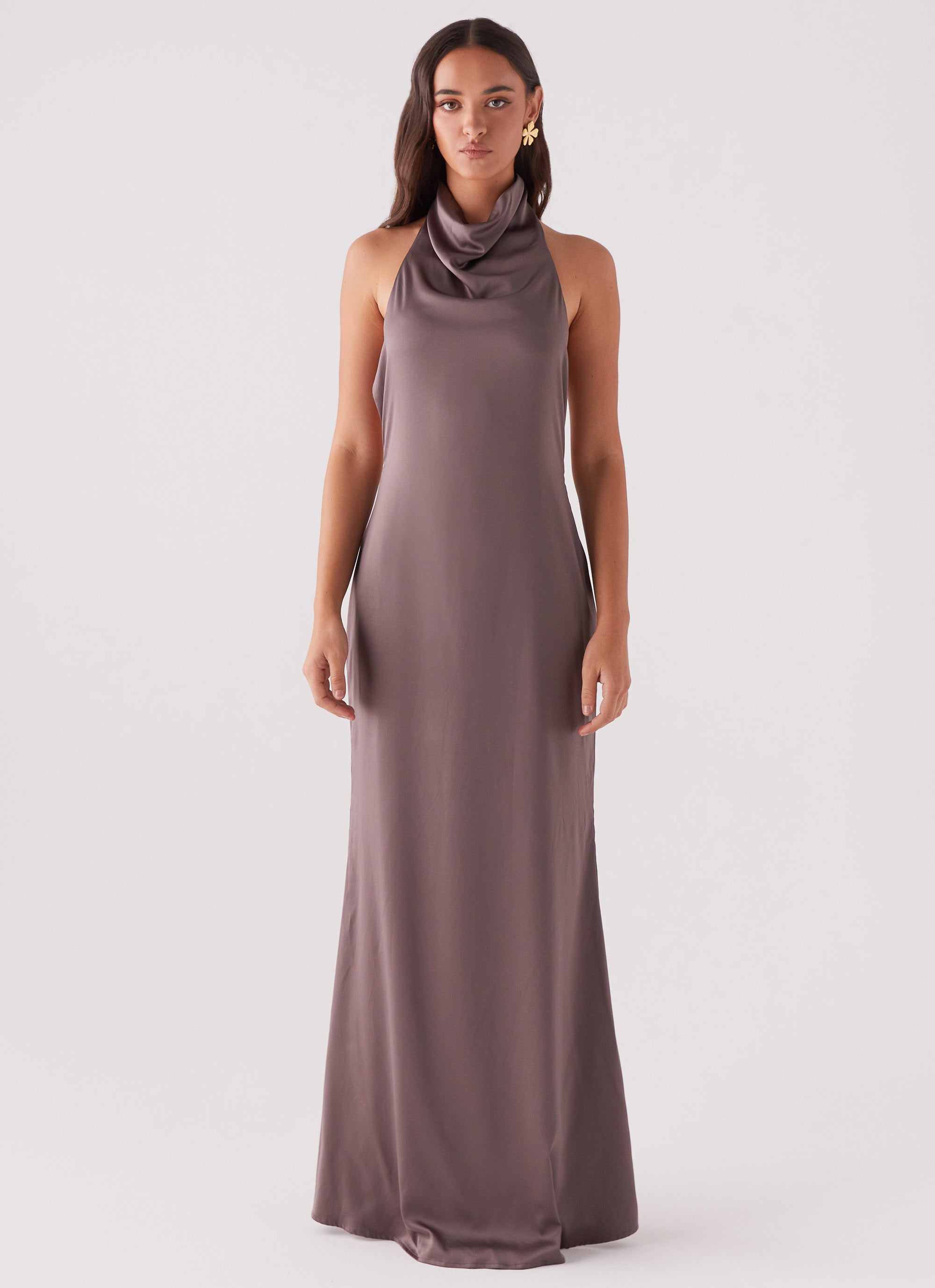 Wynn Satin Maxi Dress - Chocolate