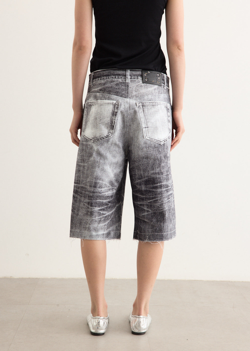Lace Panelled White Denim Shorts