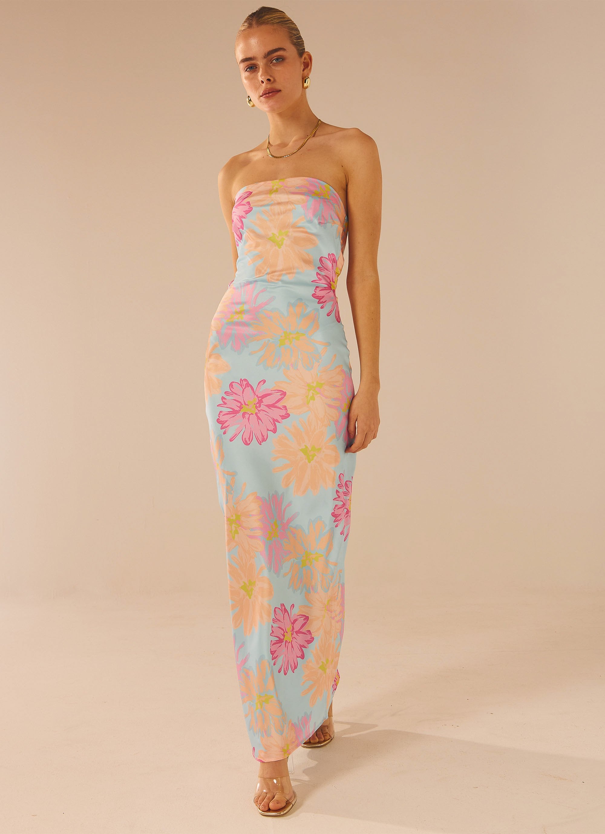 No Service Satin Maxi Dress - Spring Floral