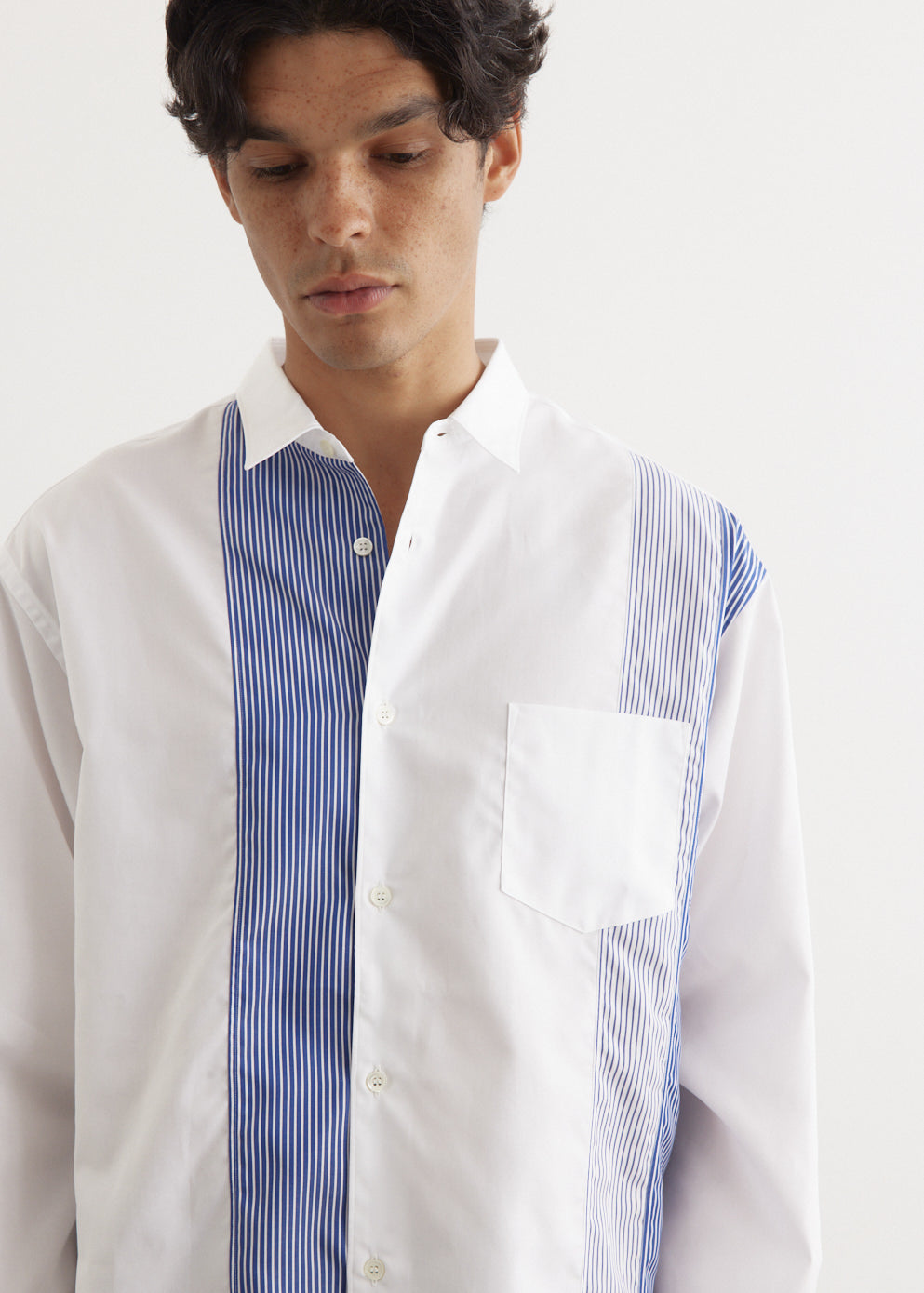 Broad Cloth x Stripe Cotton Shirt