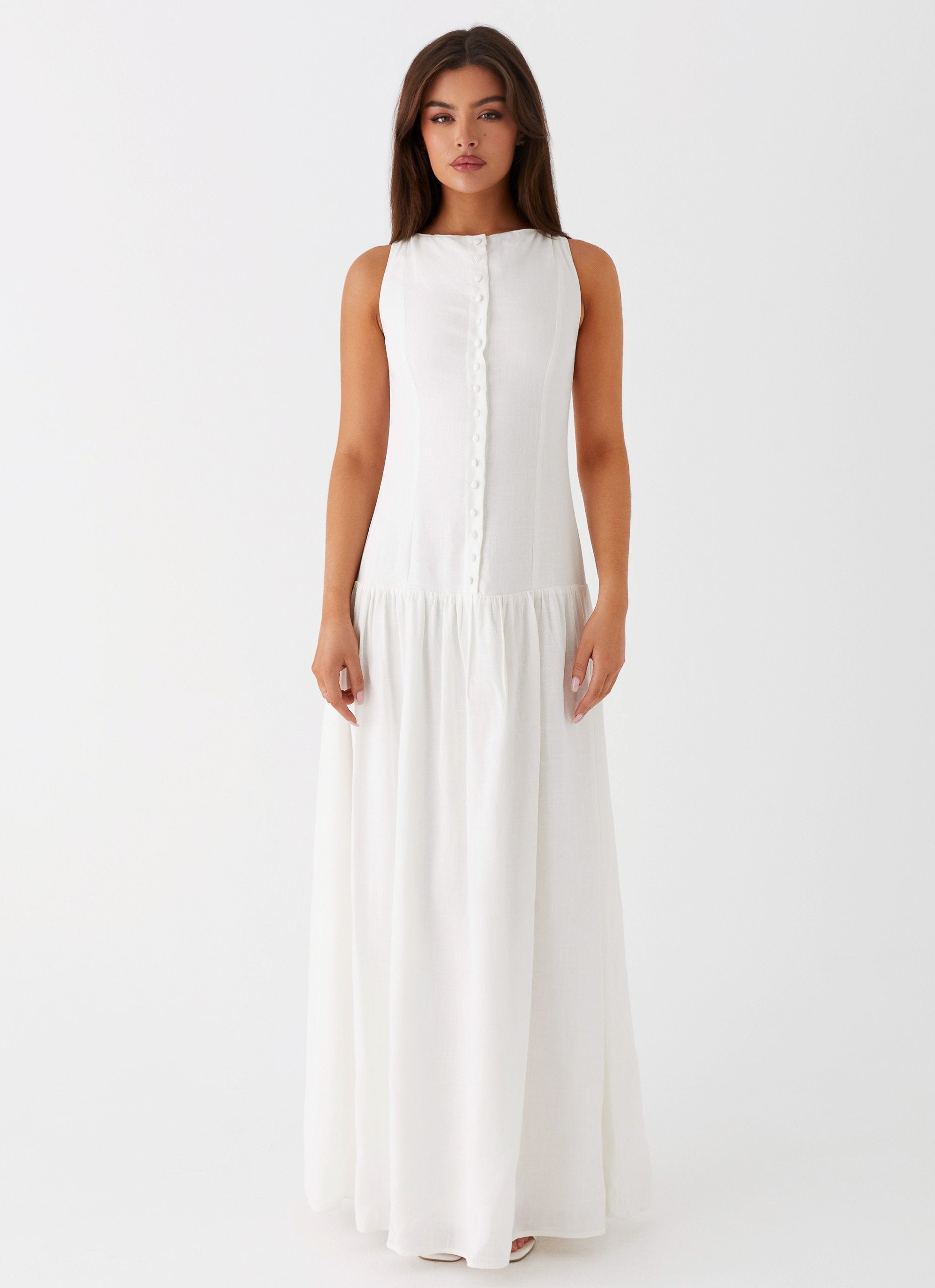 Meggie Linen Maxi Dress - White