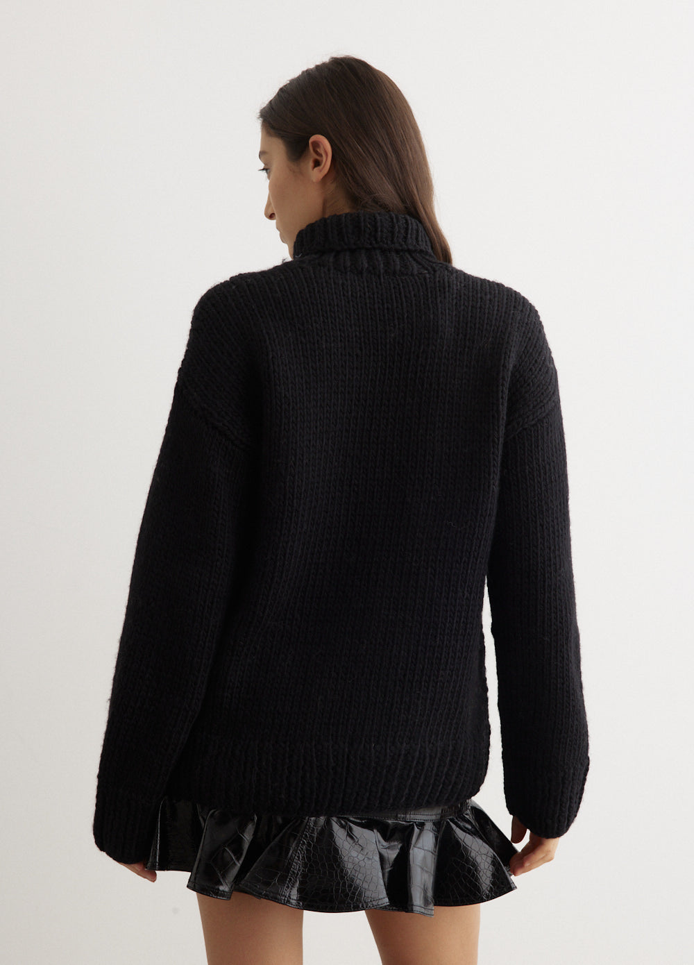 Graphic Wool Handknit Turtleneck