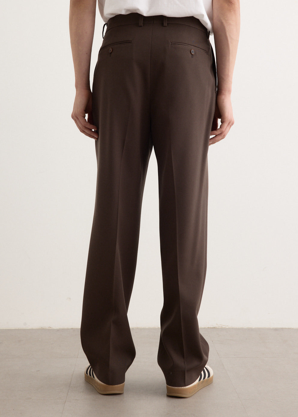 Light Wool Max Gabardine Two-Tuck Slacks