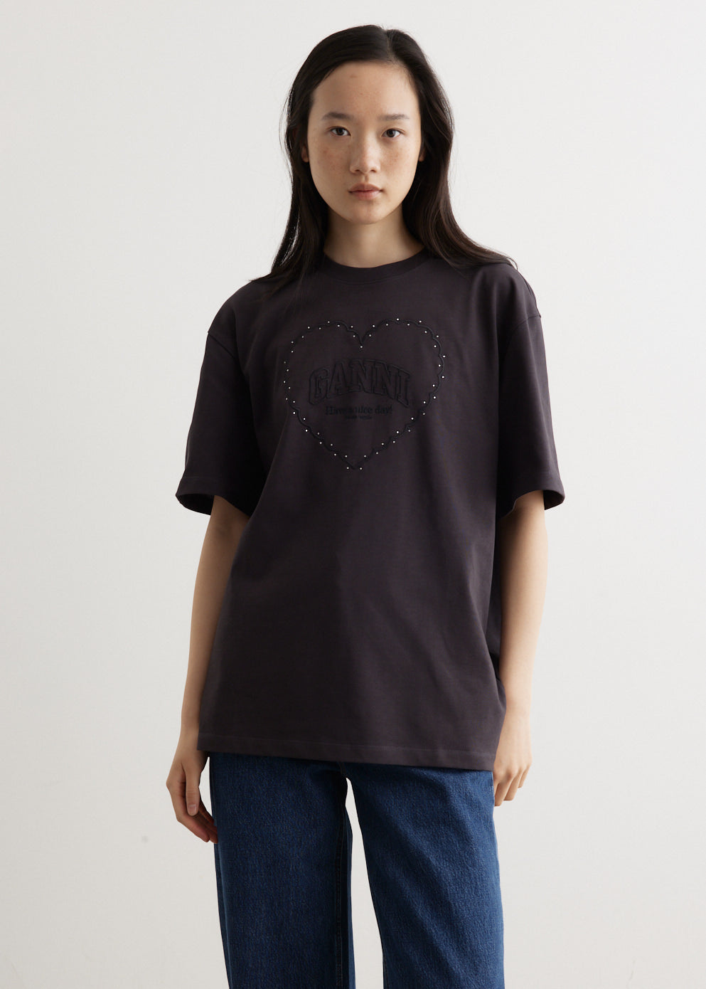 Heavy Cotton Drop Shoulder Heart T-Shirt