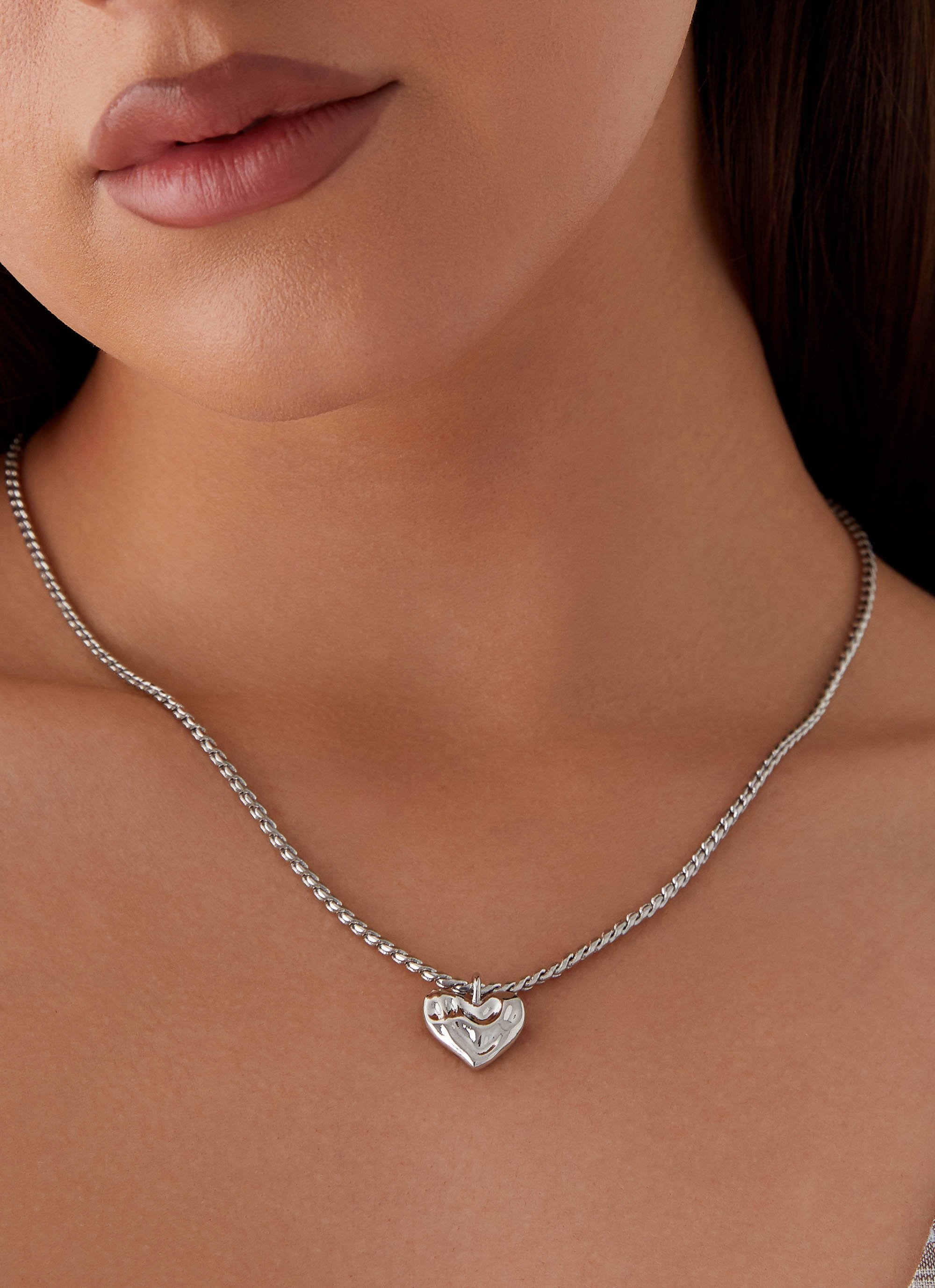 Pending Heart Necklace - Silver