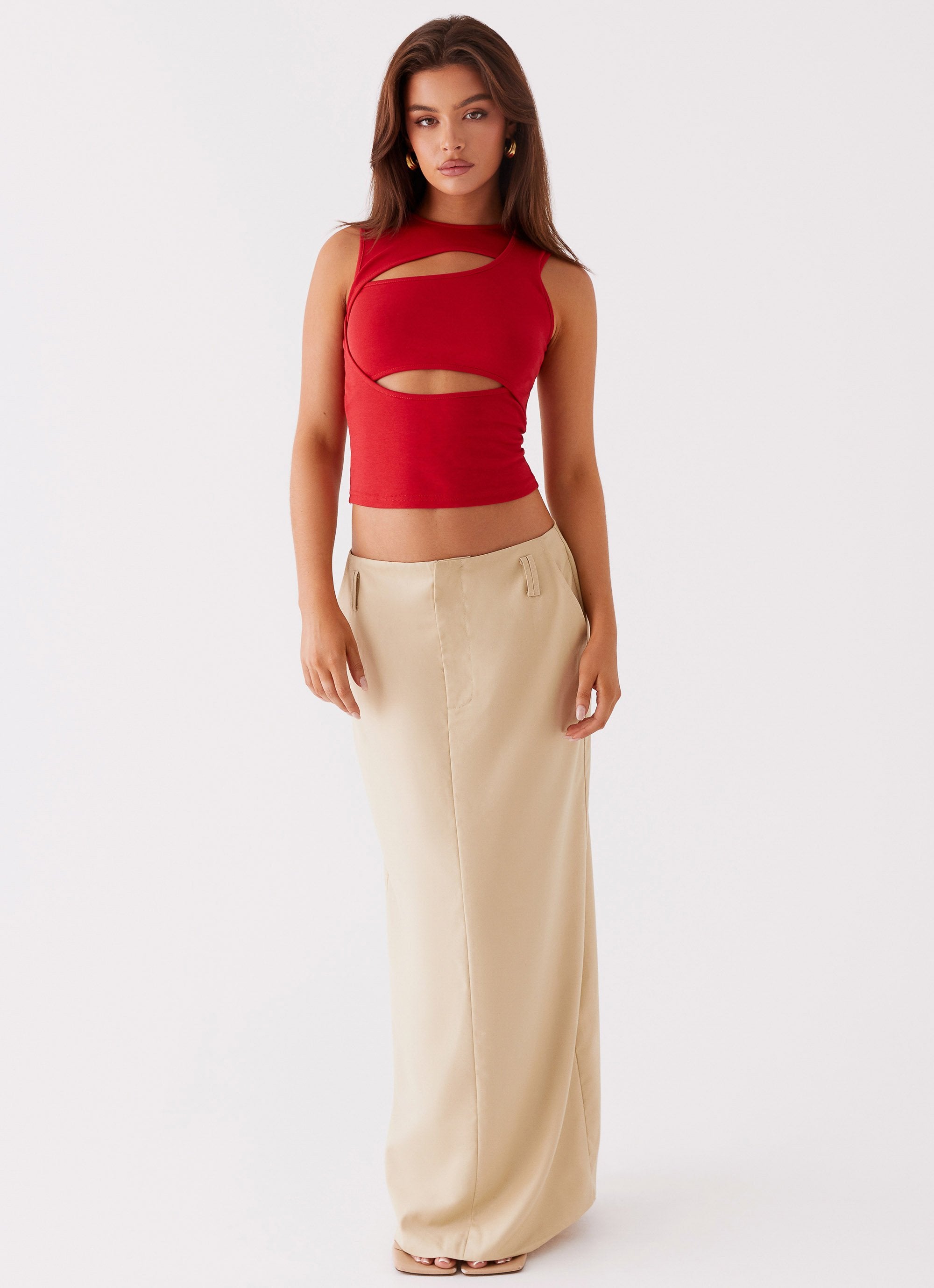 Stella Tailored Maxi Skirt - Beige