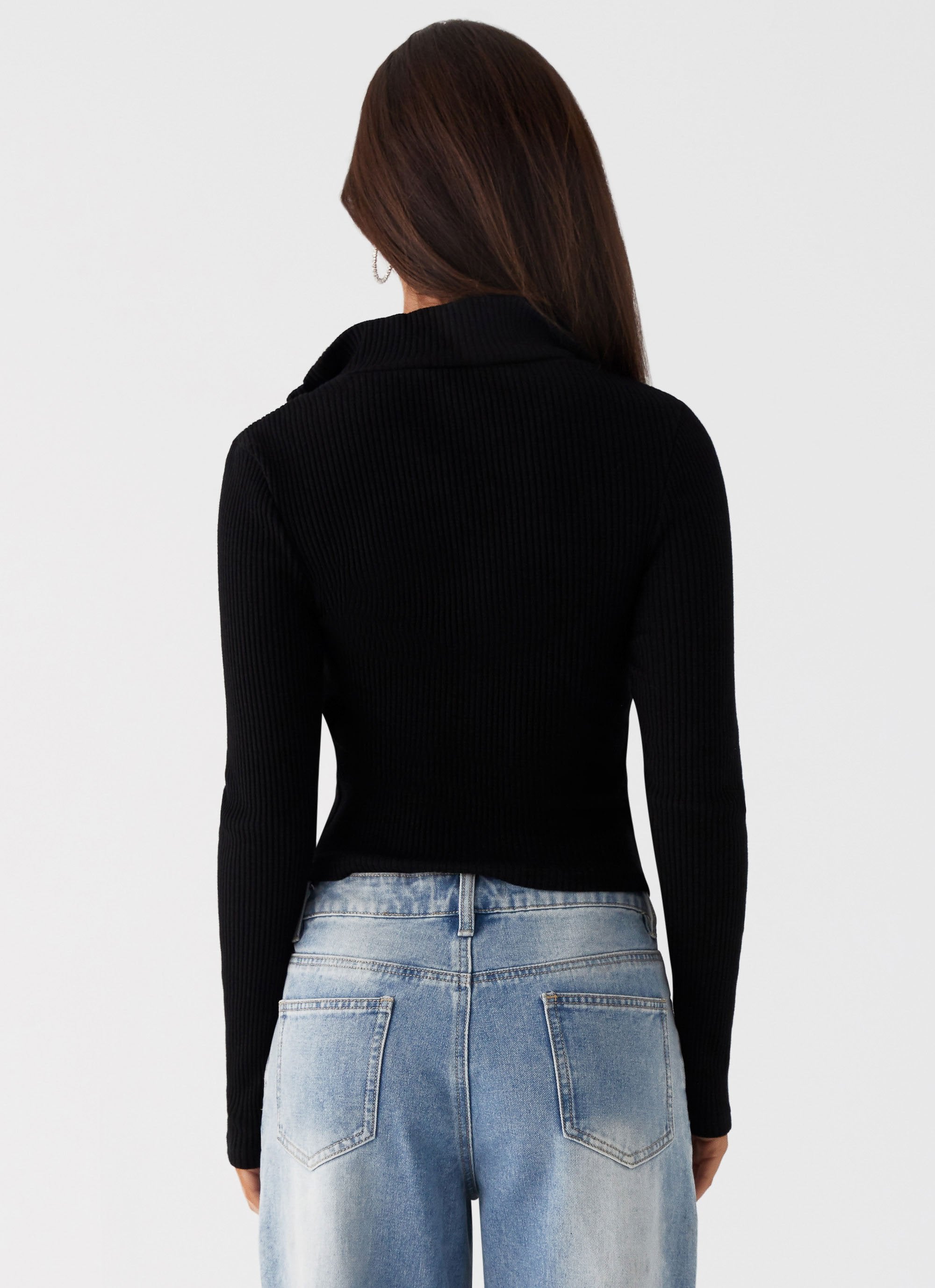 Barbara Long Sleeve Top - Black