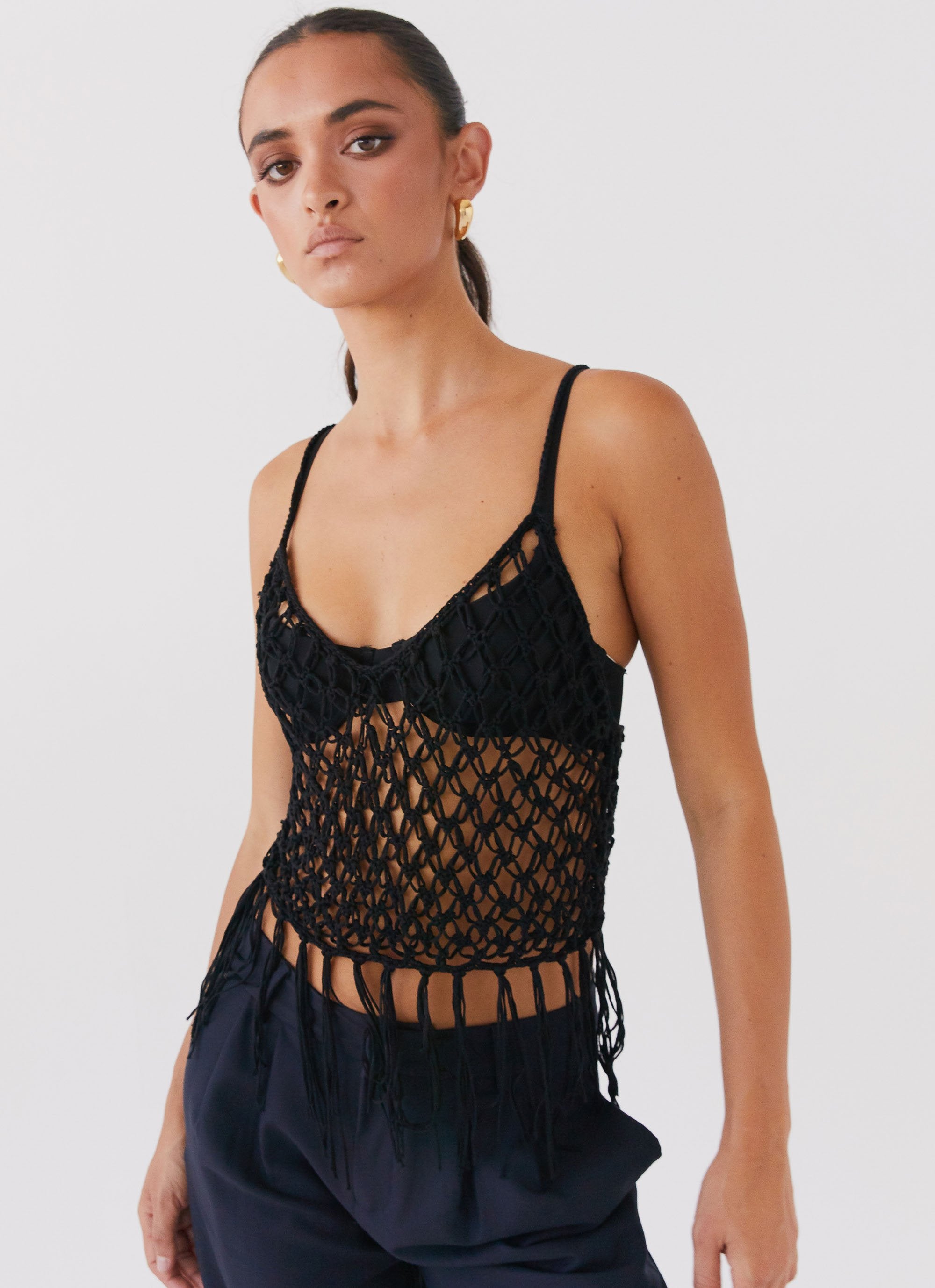 Metro Wilds Net Top - Black