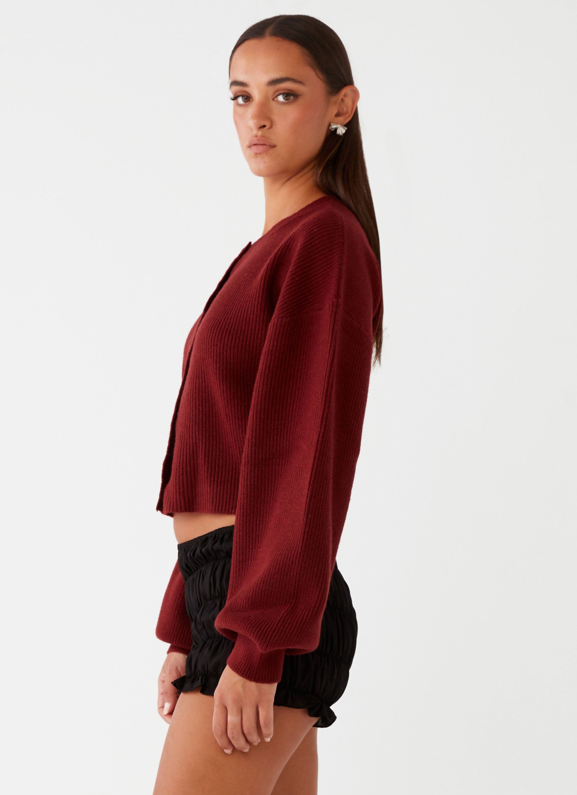 Daphne Knit Cardigan - Maroon