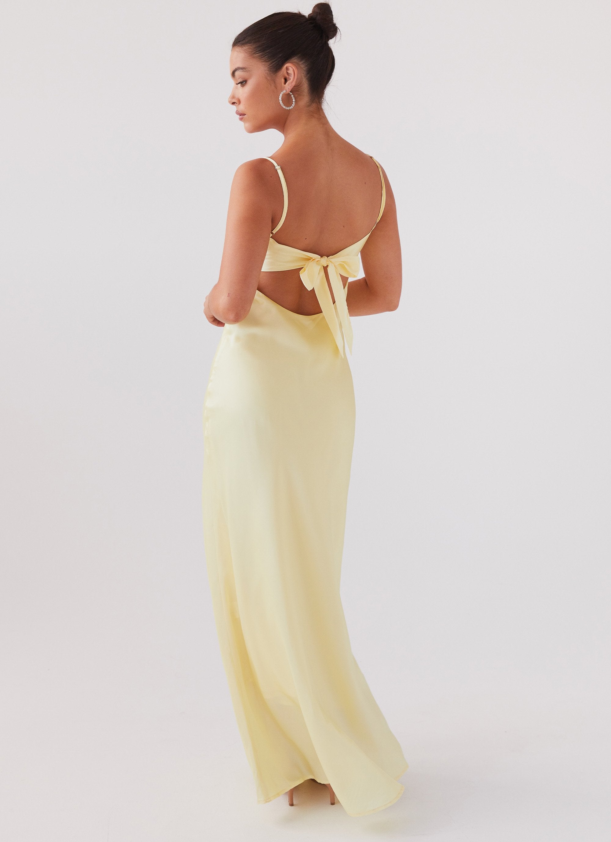 Flora Satin Maxi Dress - Lemon