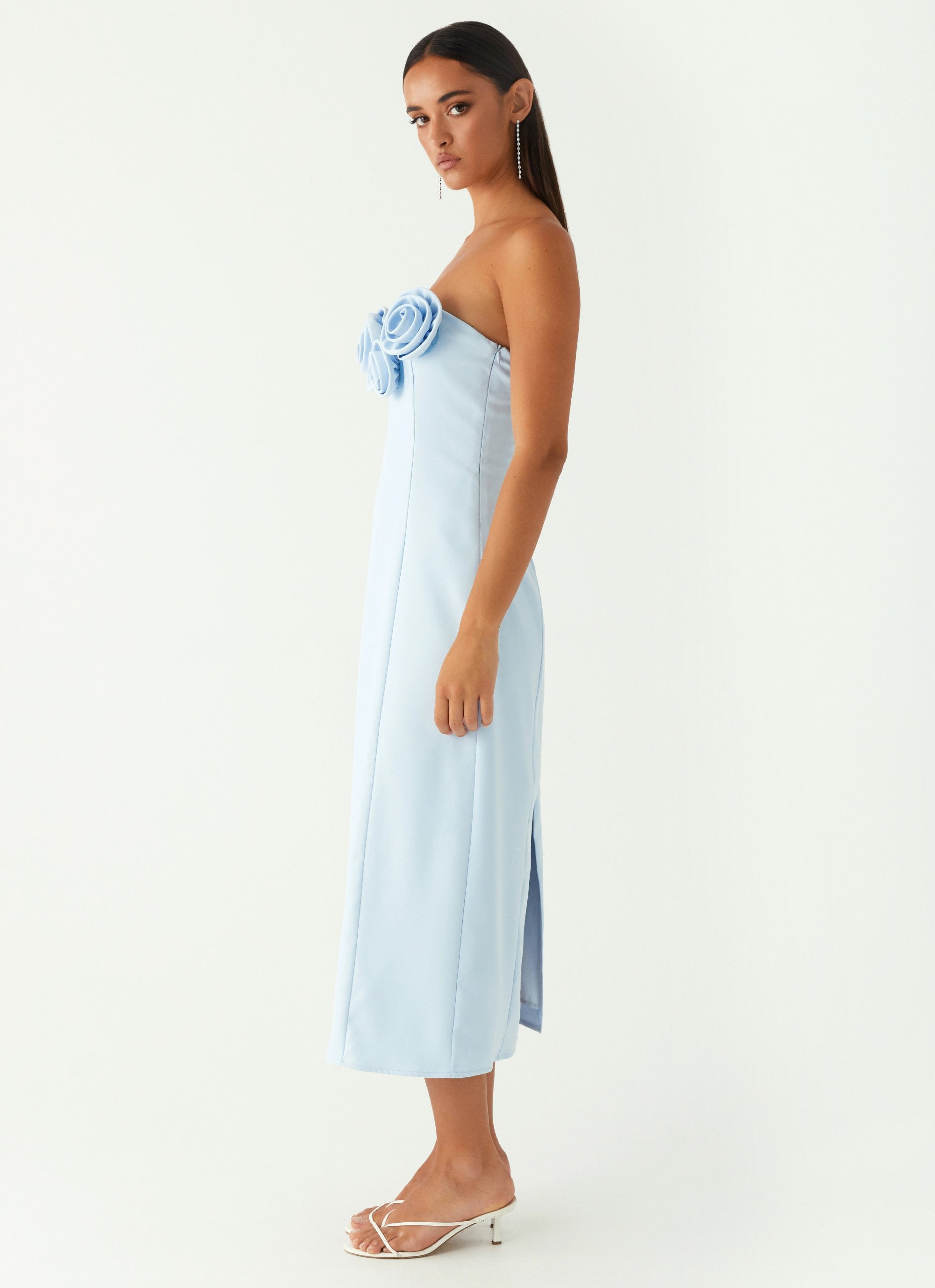 Patsie Strapless Midi Dress - Blue