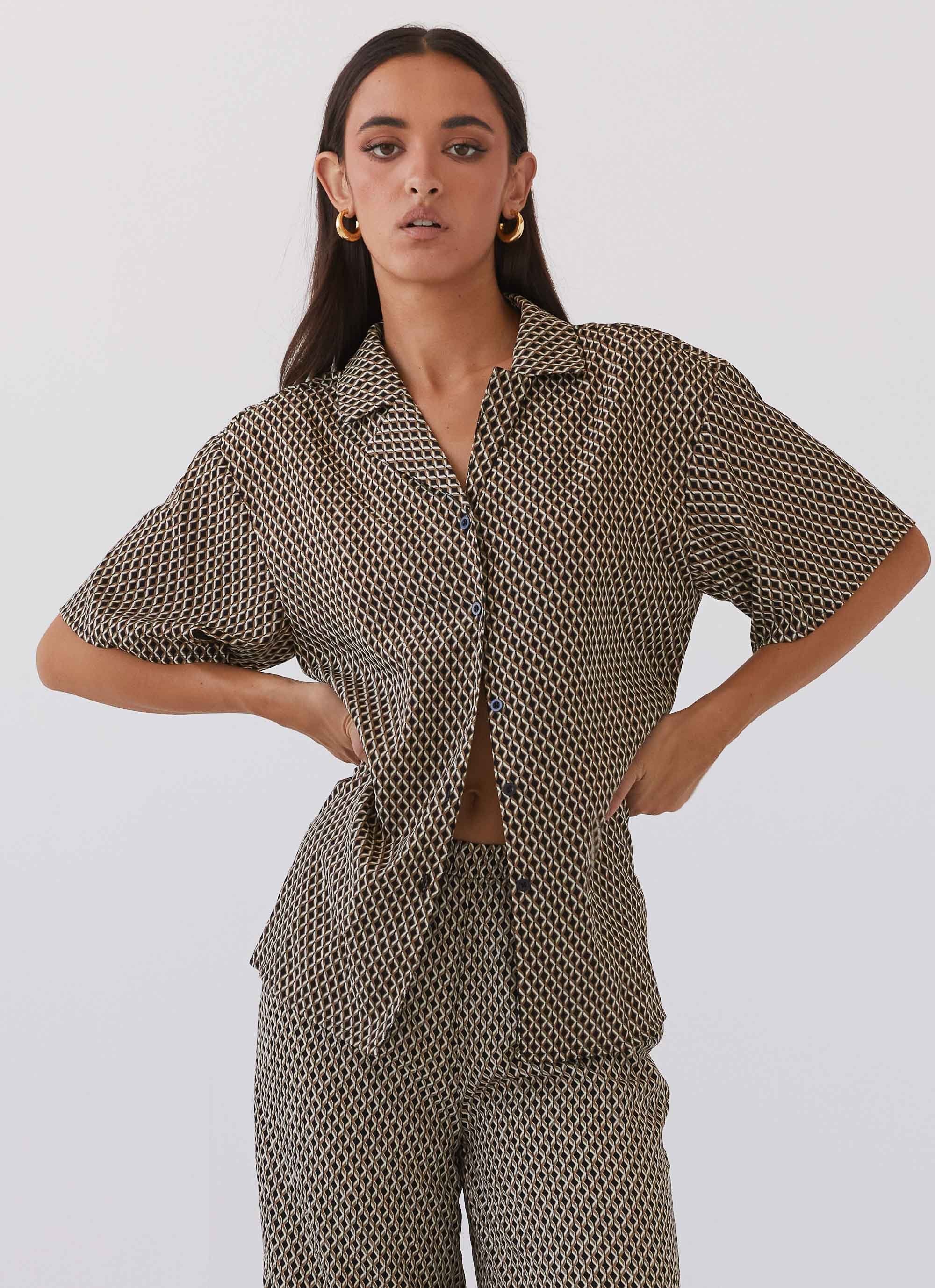 Bruno Oversized Shirt - Brown Geo