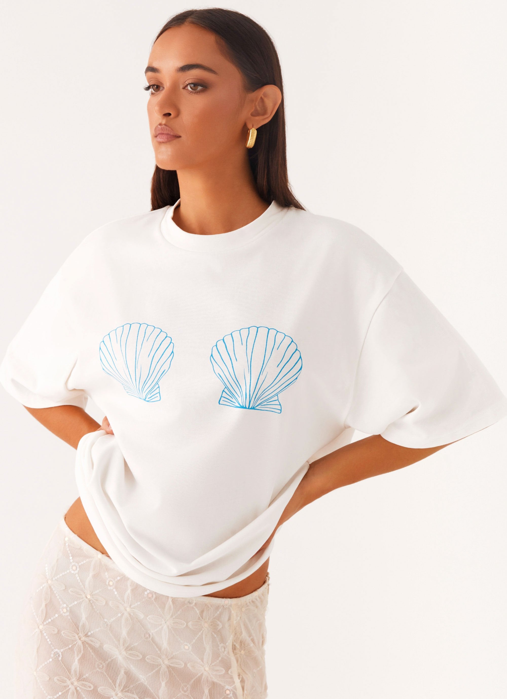 Born To Have Fun Oversized Graphic Tee - Blue Shell