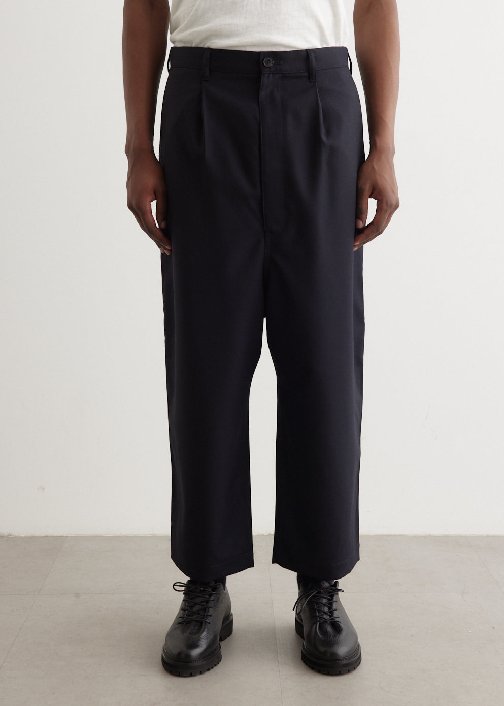 Wool Gabardine Dropped Trousers