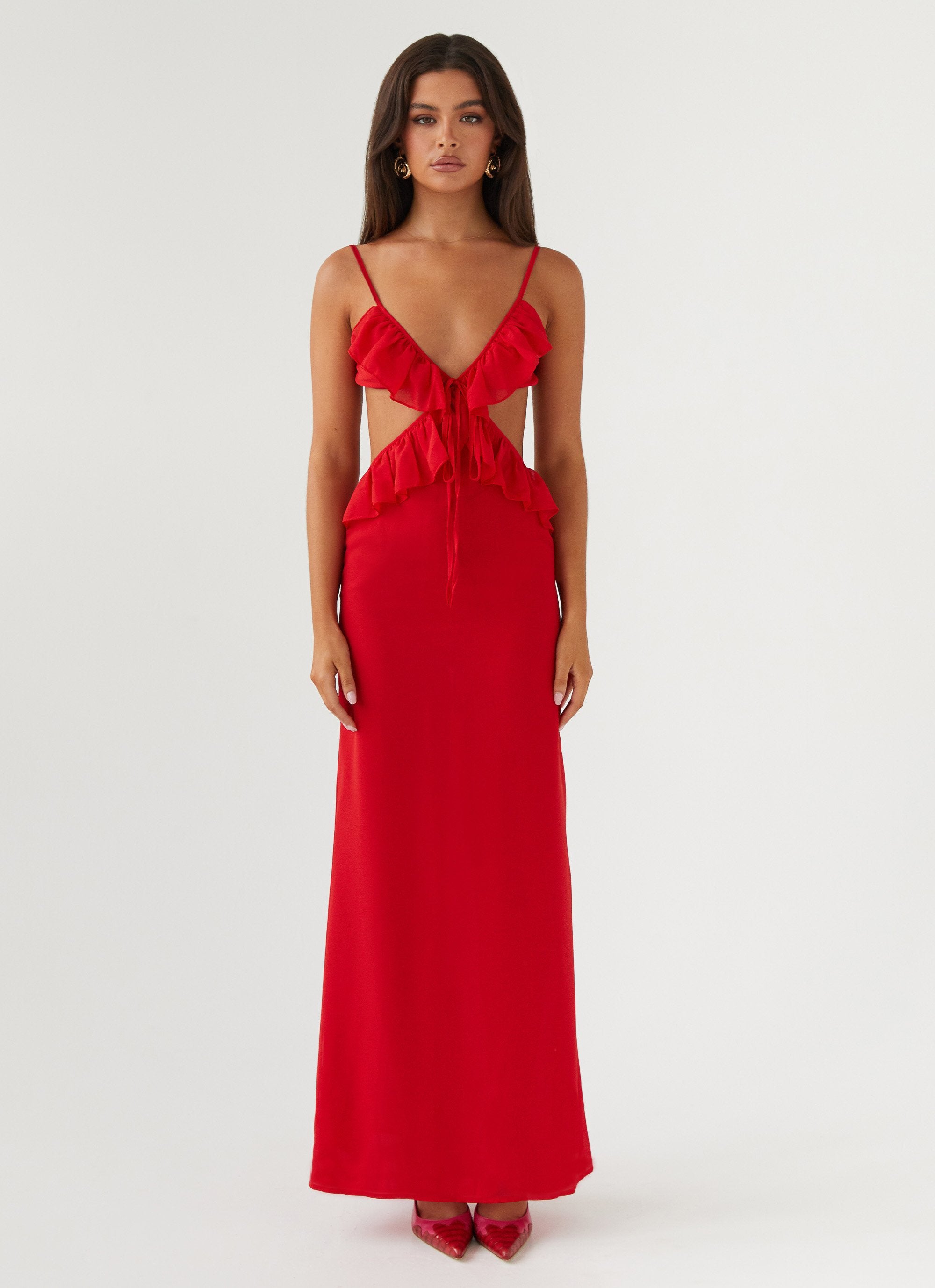 Klara Cut Out Maxi Dress - Red