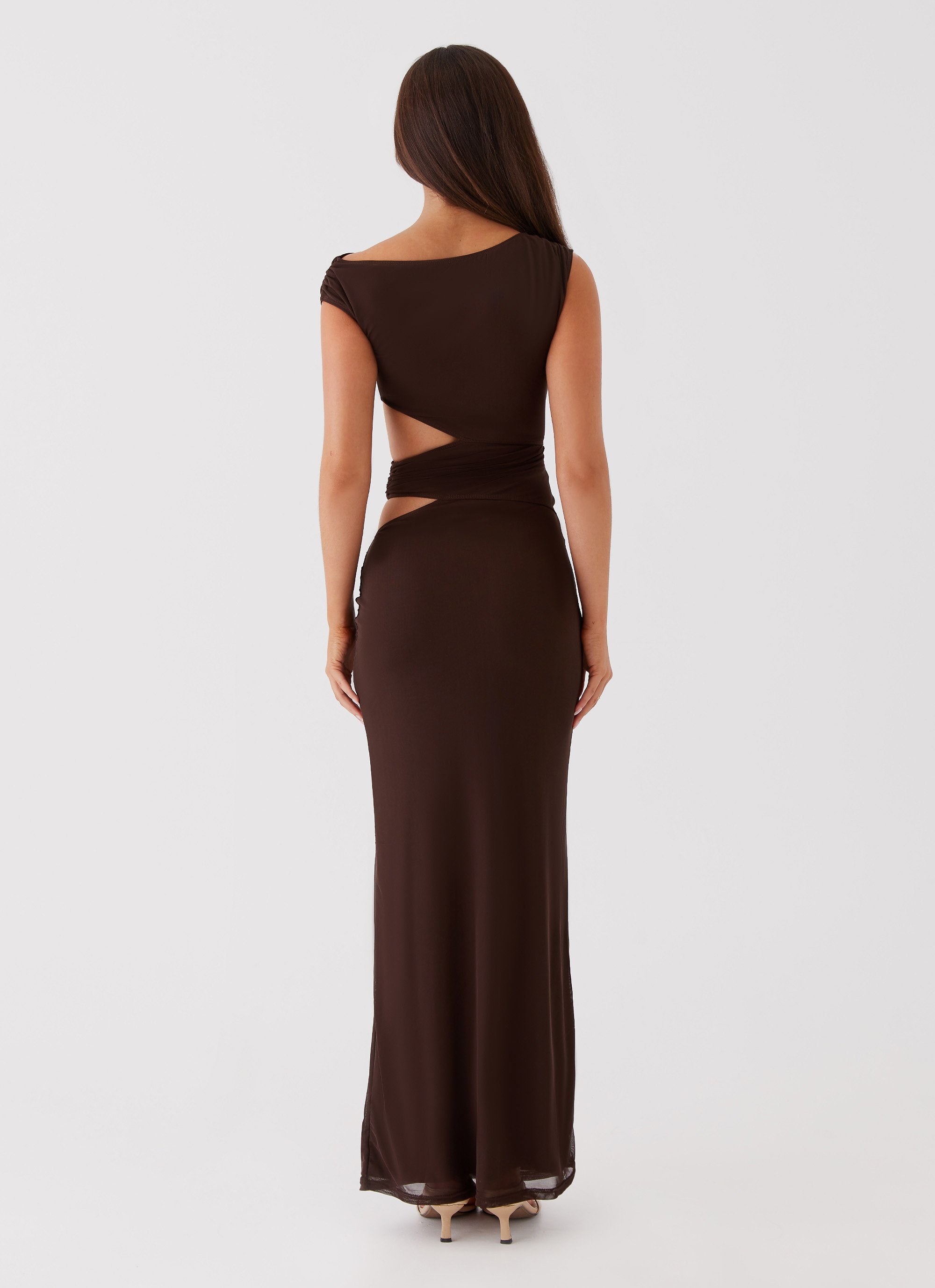 Margot One Shoulder Maxi Dress - Chocolate