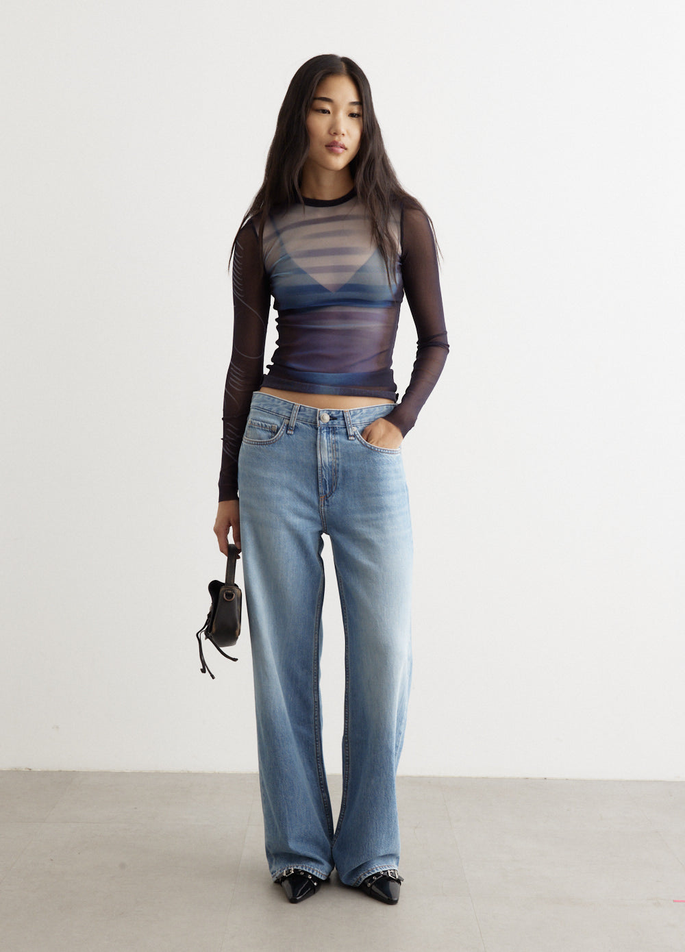 Mesh Crew Neck Top