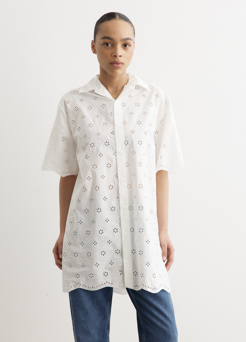 Broderie Mini Shirt Dress