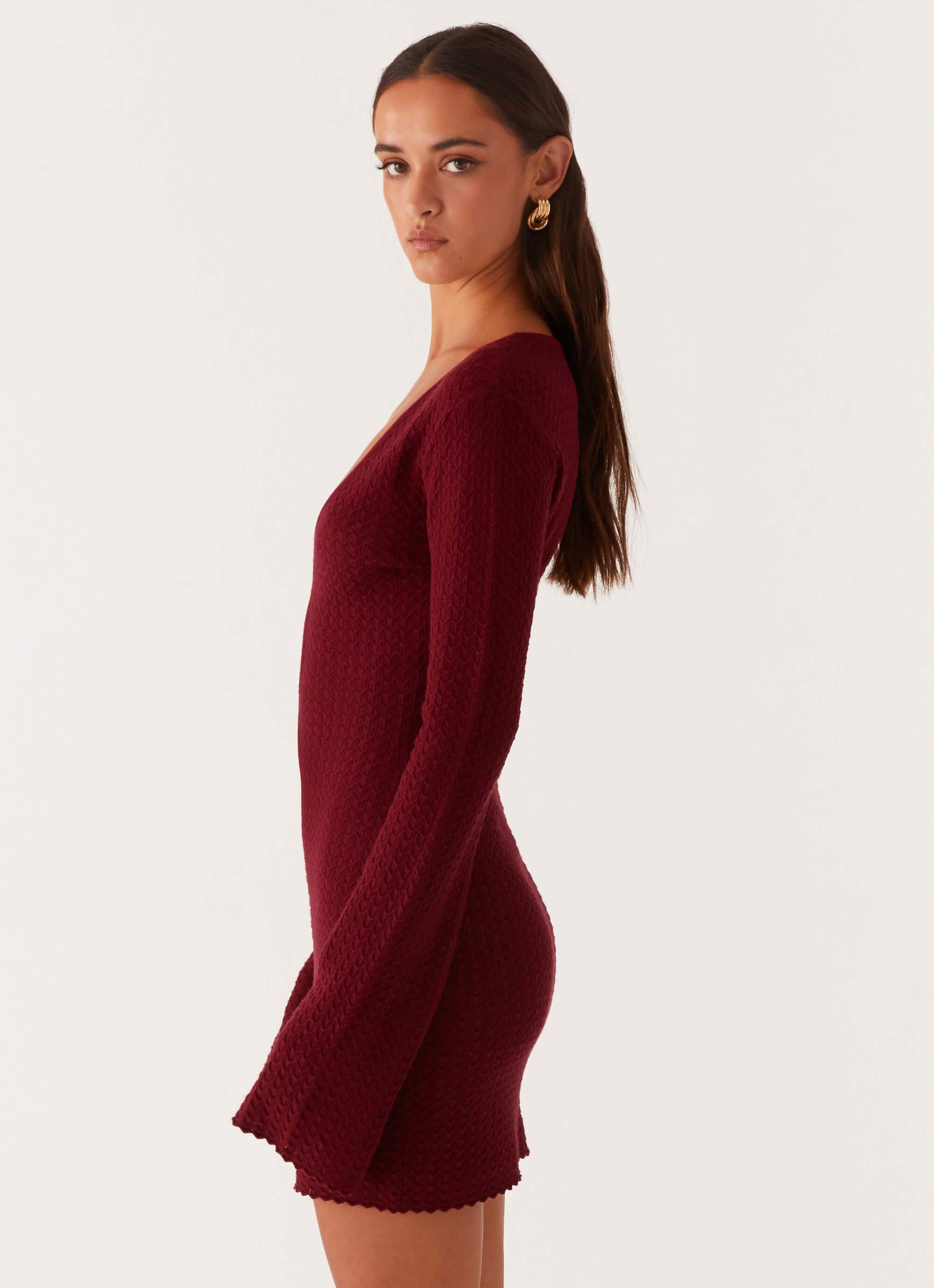 Lavelle Knit Mini Dress - Maroon