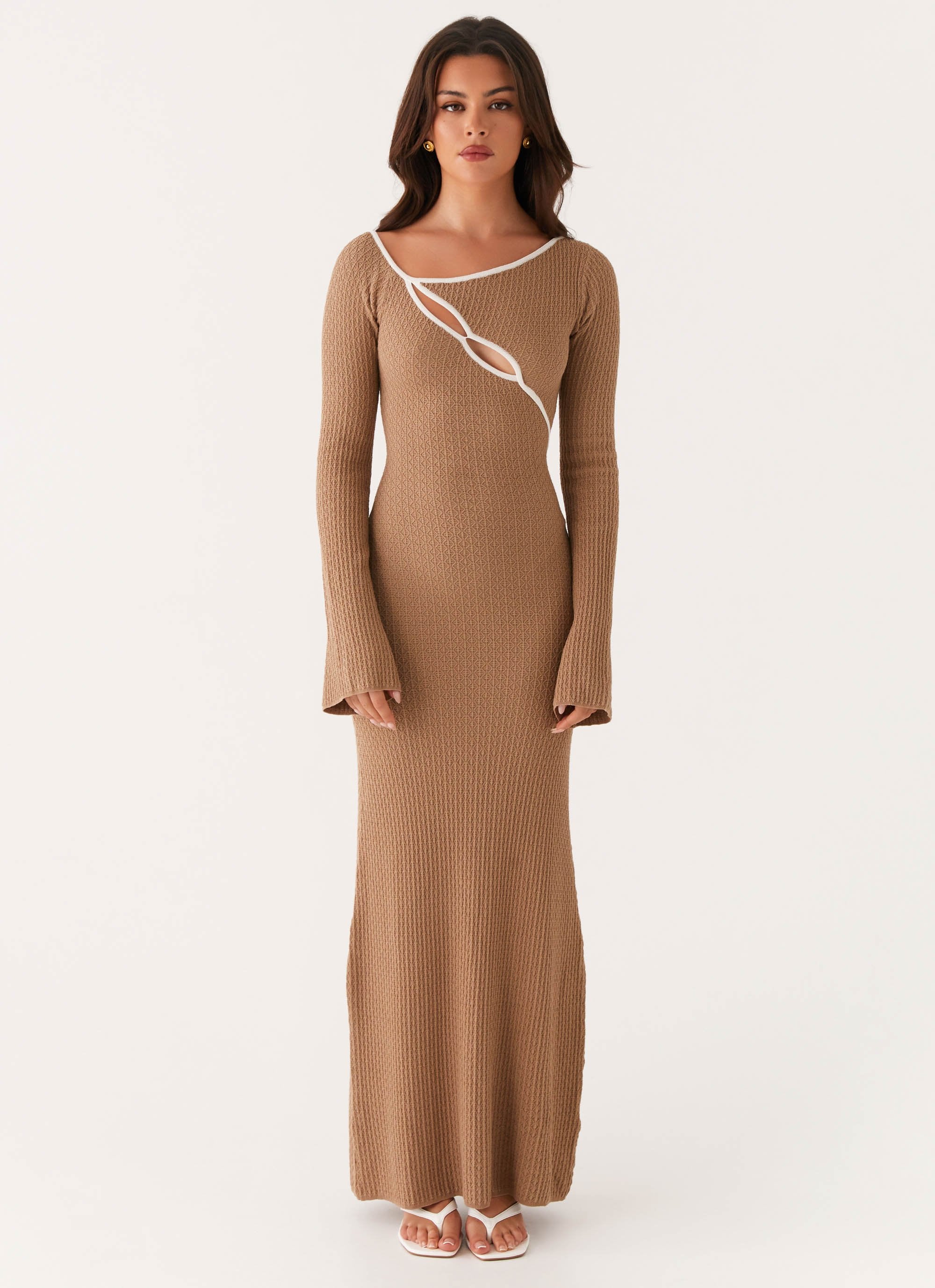 Hilary Crochet Maxi Dress - Tan