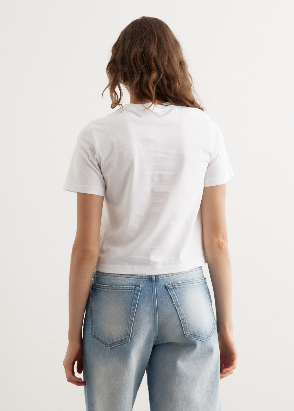 Anchor Embroidery Panelled Cropped T-Shirt