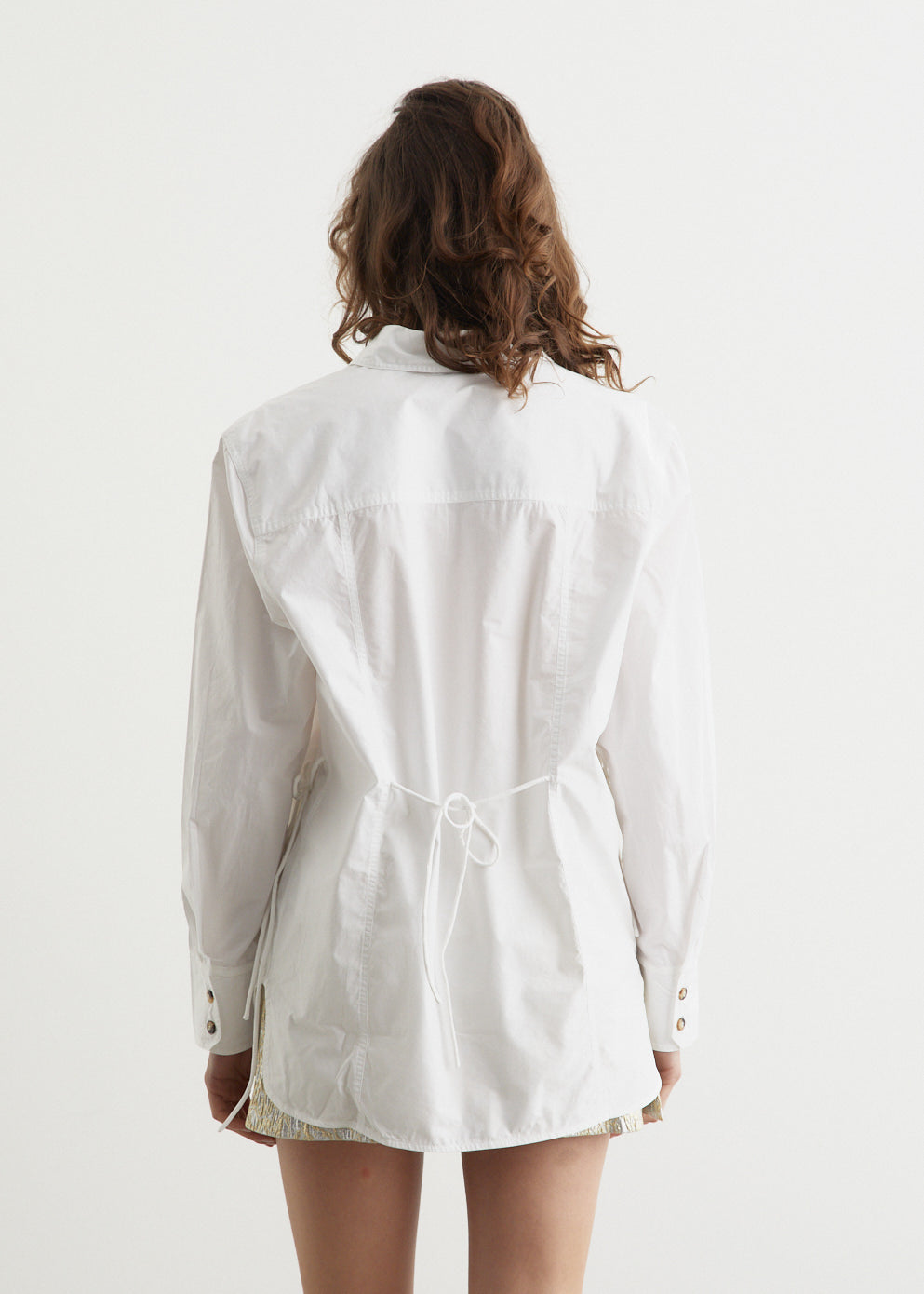 Cotton Poplin Oversized Tie String Shirt