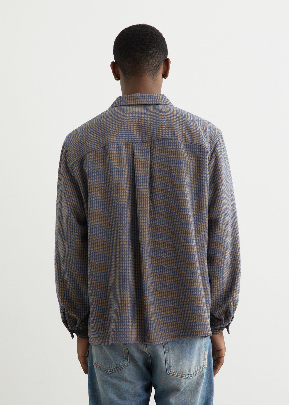 Open Collar Tweed Chidori Shirt