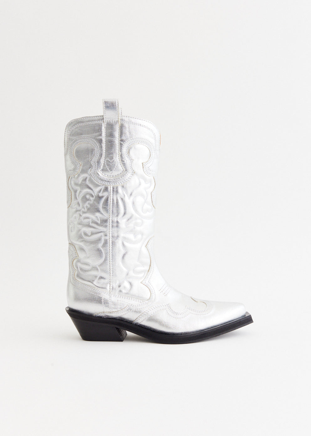 Mid Shaft Embroidered Western Boots