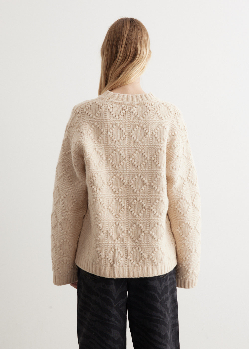 Wool Cotton Bubble O-Neck Knit