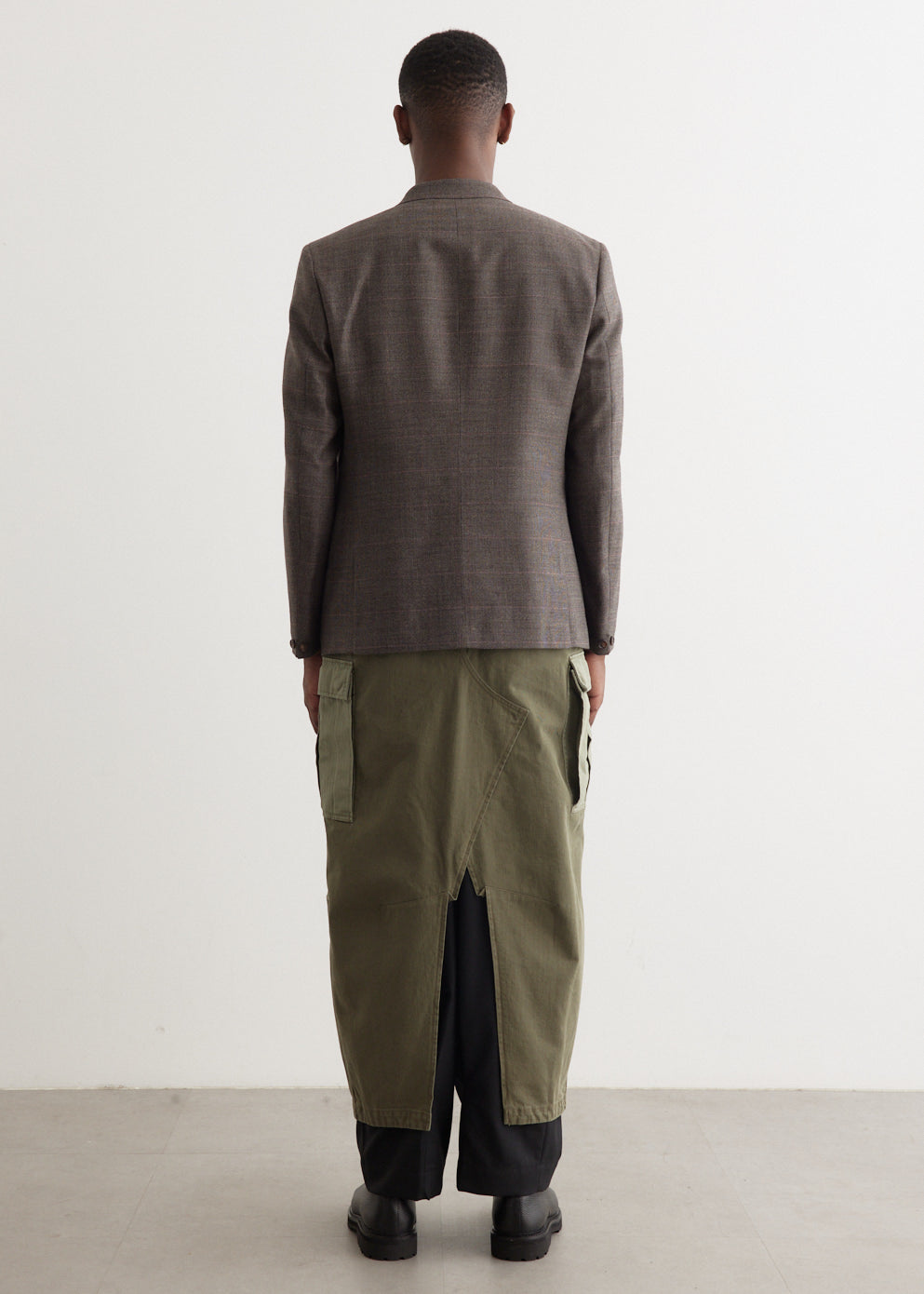 Wool Check x Cargo Pant Tailored Coat