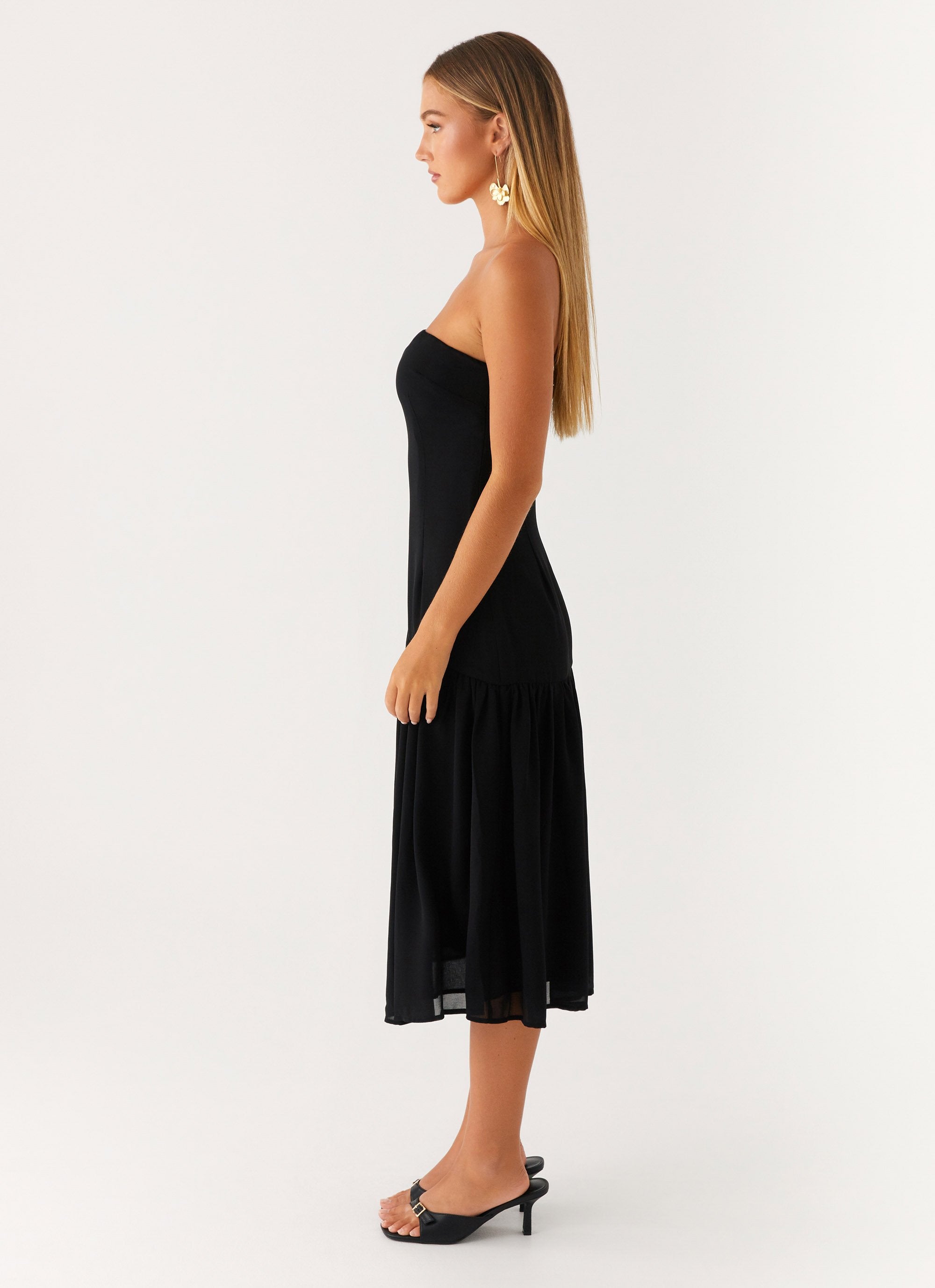 Imagination Strapless Midi Dress - Black