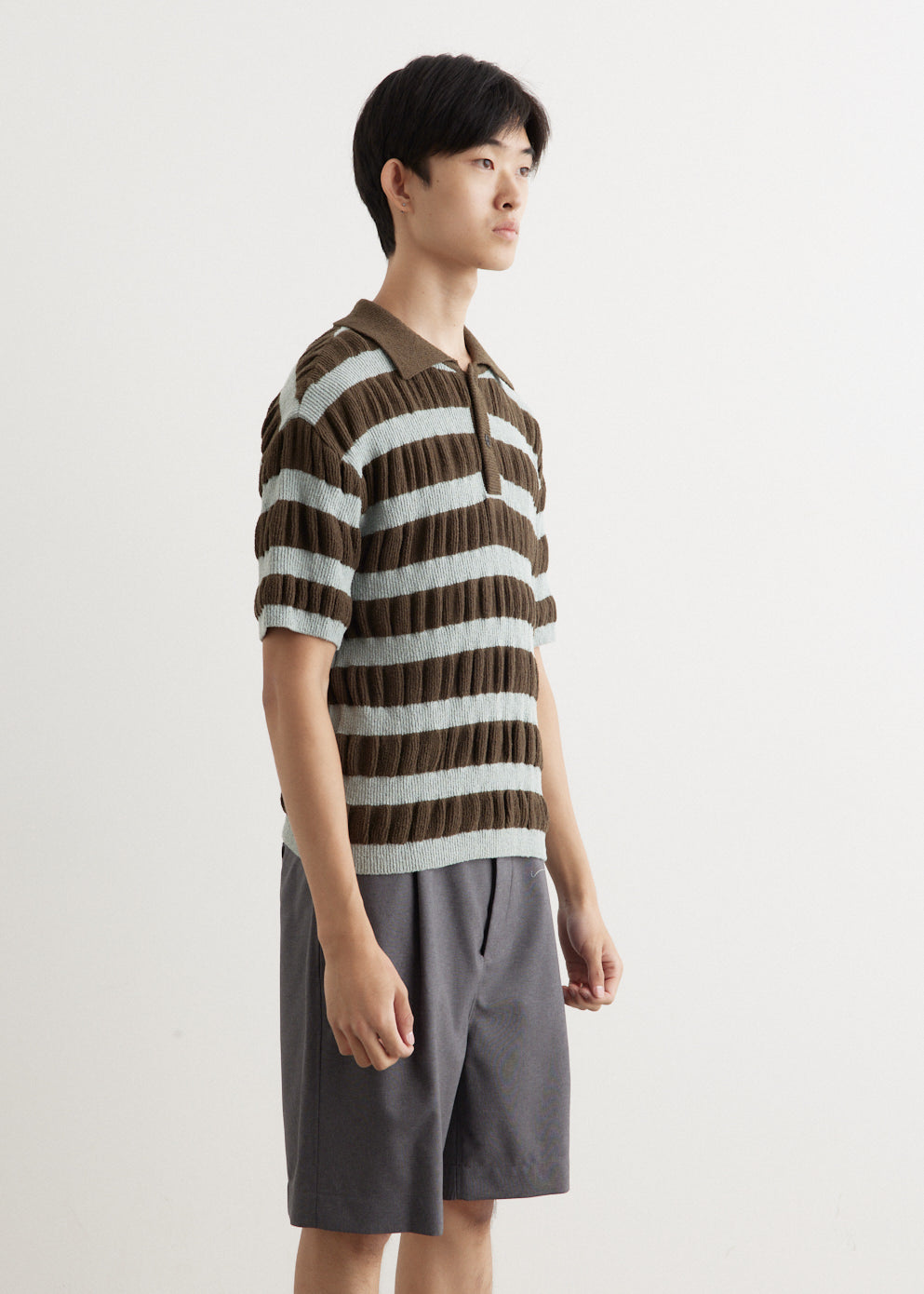 Bubble Stripe Polo Sweater